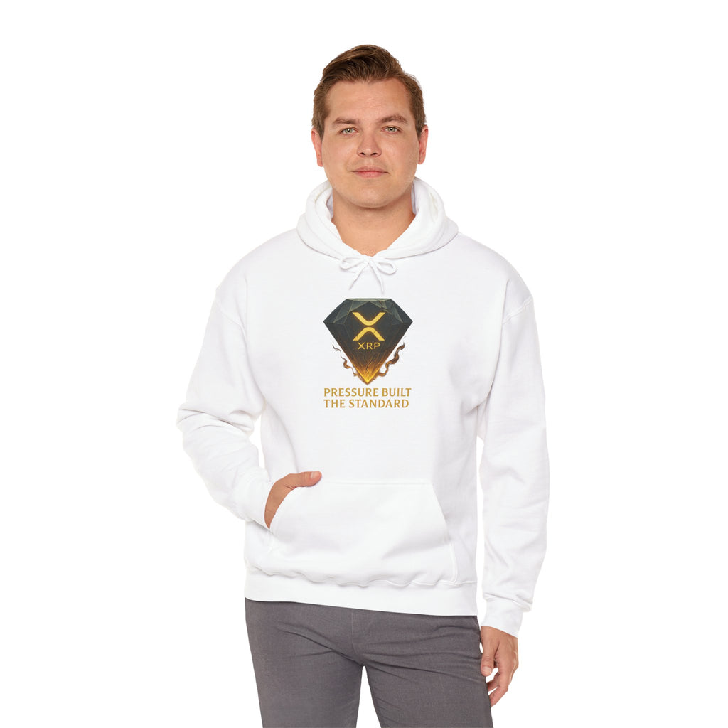 XRP Crypto Hoodie — "Pressure Built The Standard" Logo Pullover