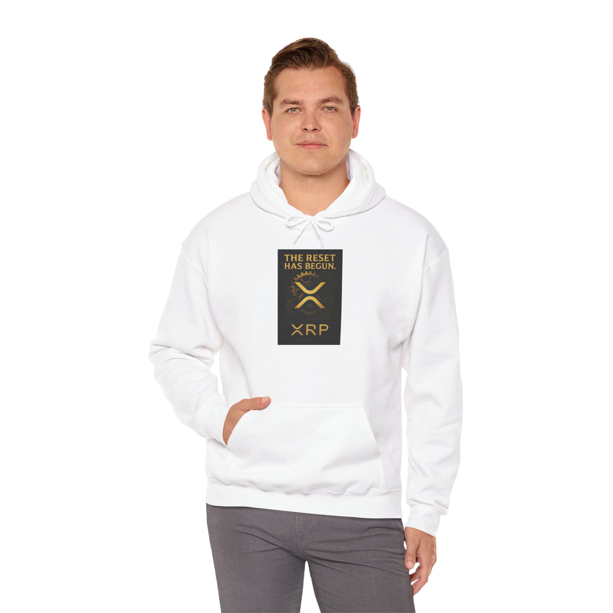 XRP Hoodie — "The Reset Has Begun" Crypto Logo Pullover