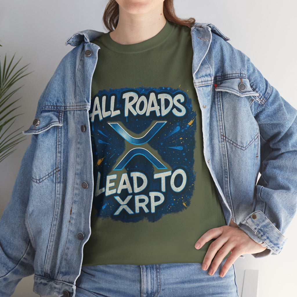 XRP Crypto T-Shirt — "All Roads Lead to XRP" Graphic Tee