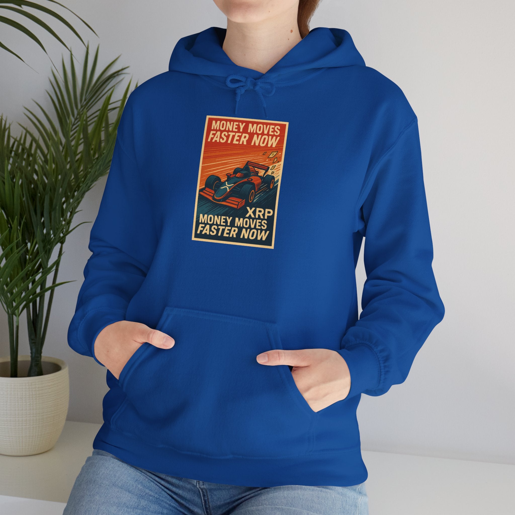 XRP 'Money Moves Faster Now' Hoodie – Crypto Retro Graphic Pullover