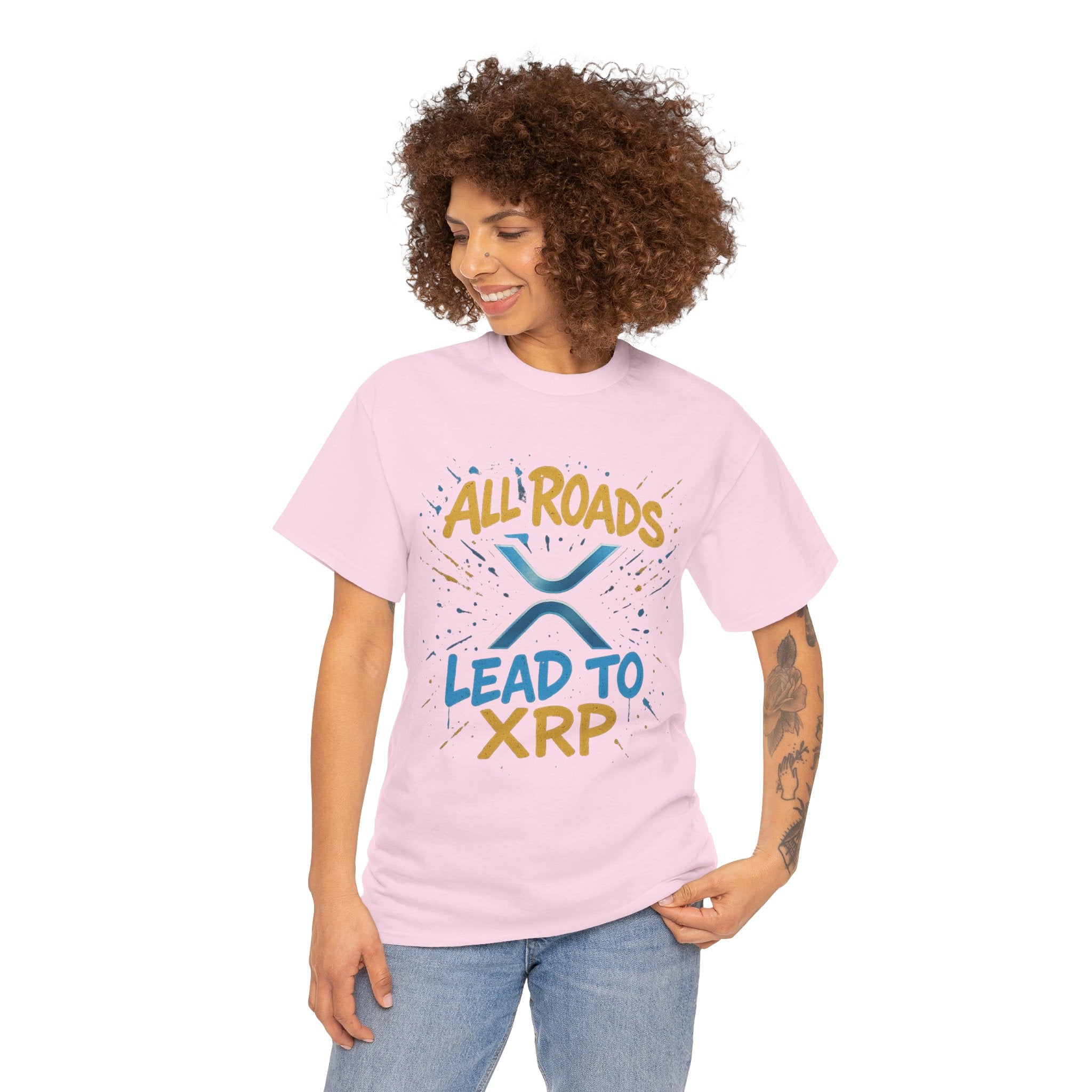 XRP Crypto Tee — "All Roads Lead to XRP" Casual Cryptocurrency Shirt