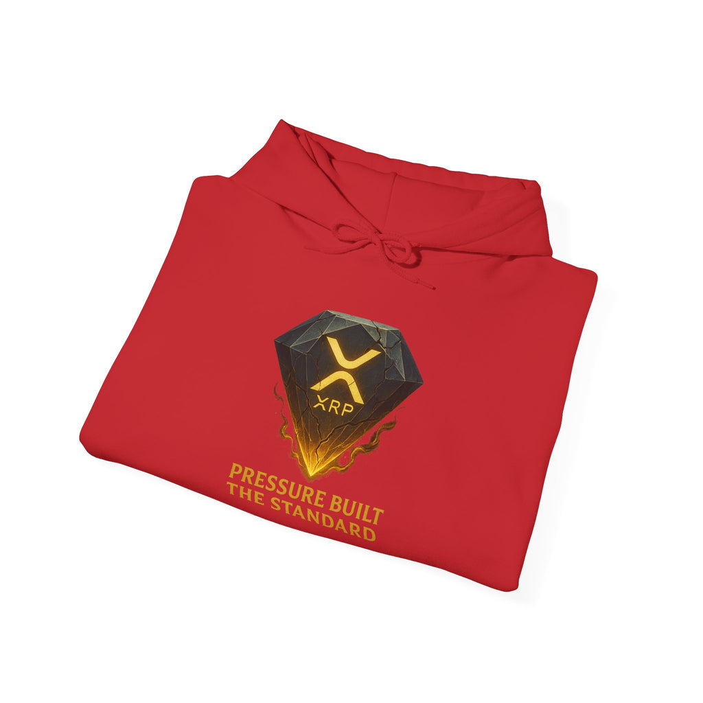 XRP Crypto Hoodie — "Pressure Built The Standard" Logo Pullover