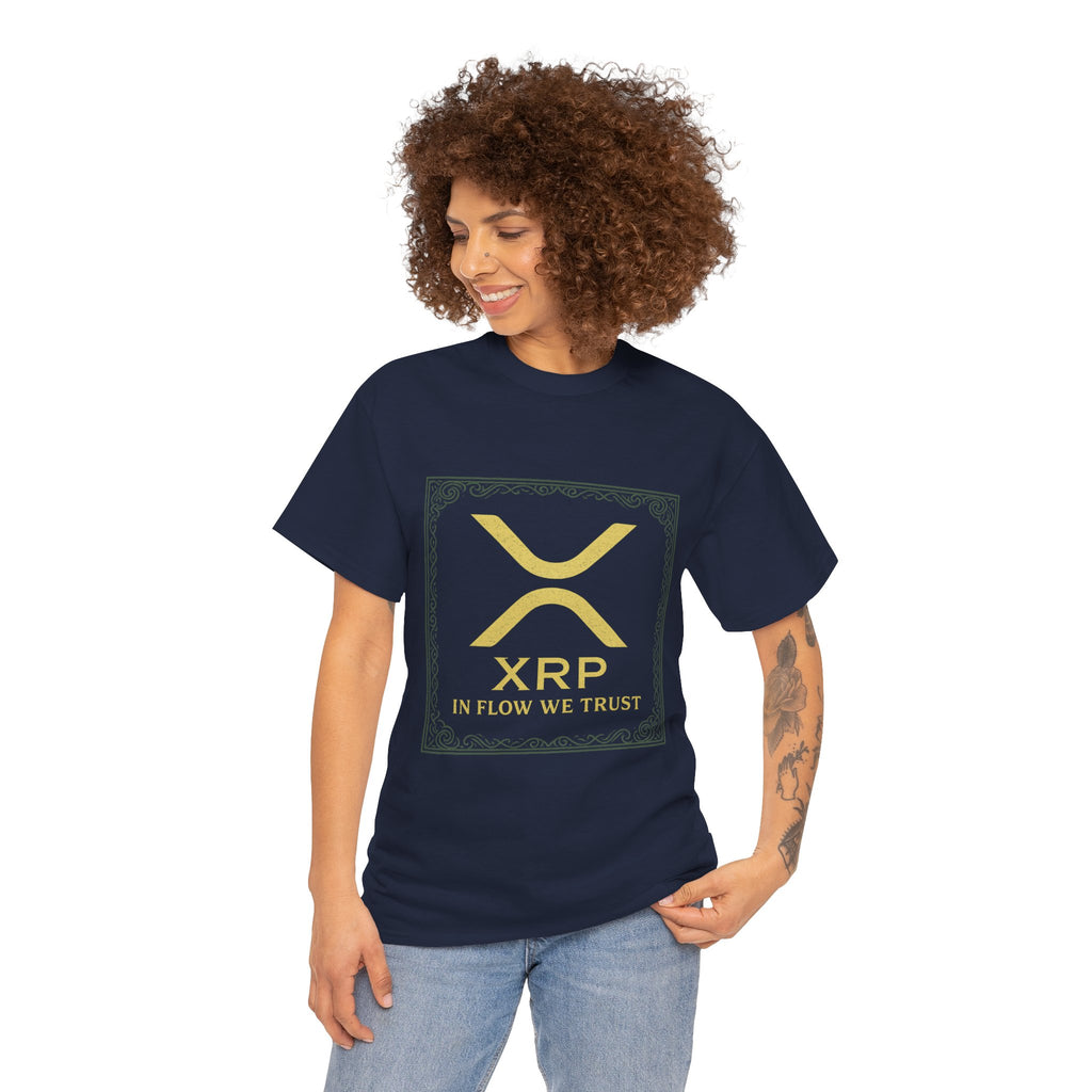 XRP Logo T-Shirt — "In Flow We Trust" Crypto Tee for Ripple Fans