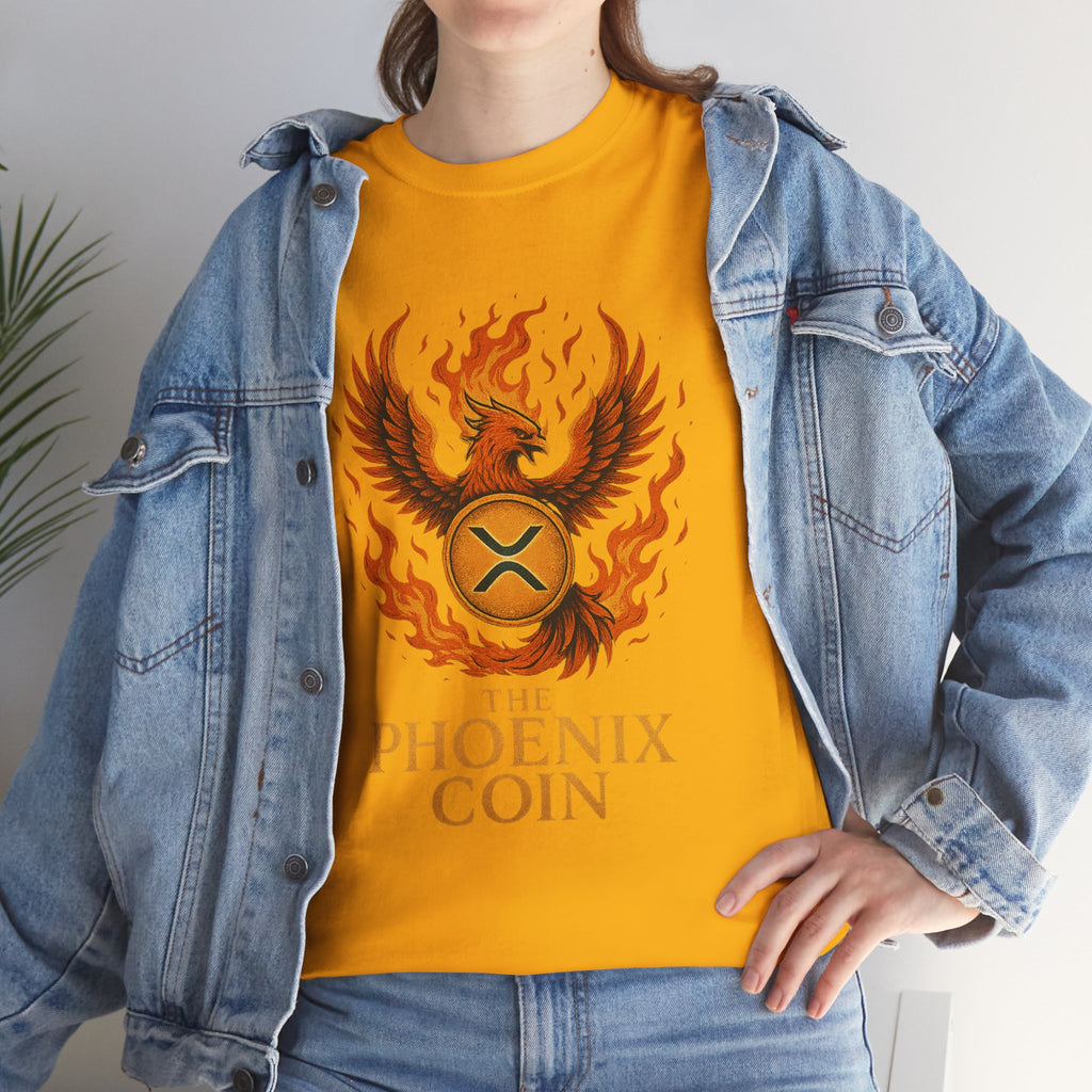 Phoenix Coin T‑Shirt — Fiery Phoenix Crypto Logo Tee