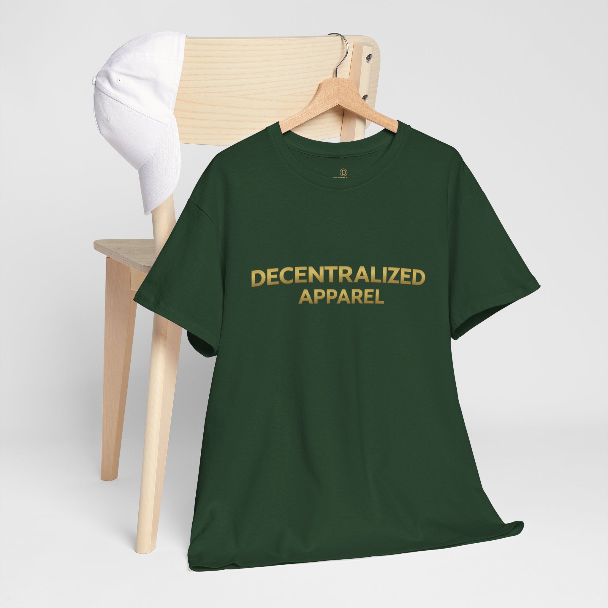 Decentralized Apparel T‑Shirt — Minimal Gold Logo Tee