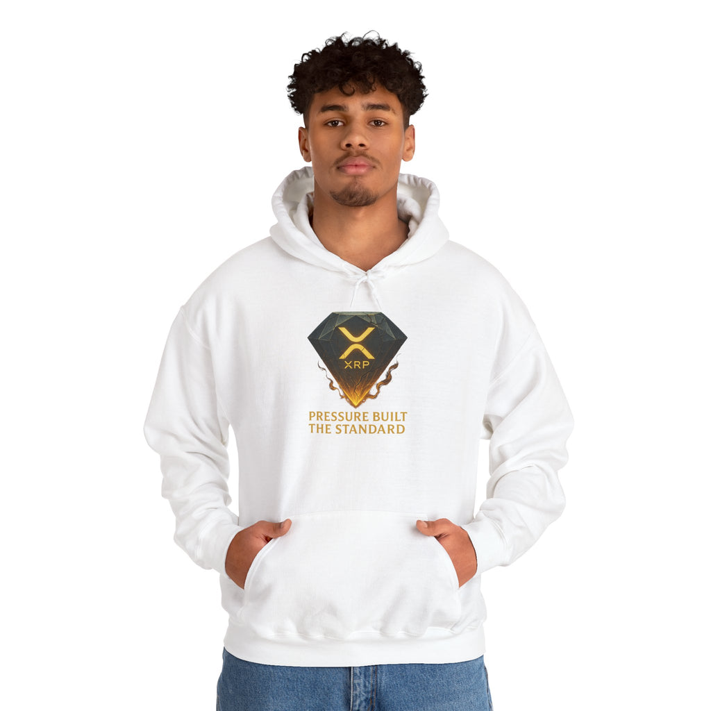 XRP Crypto Hoodie — "Pressure Built The Standard" Logo Pullover
