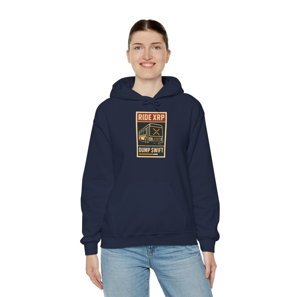 XRP Crypto Hoodie — "Ride XRP, Dump Swift" Retro Badge