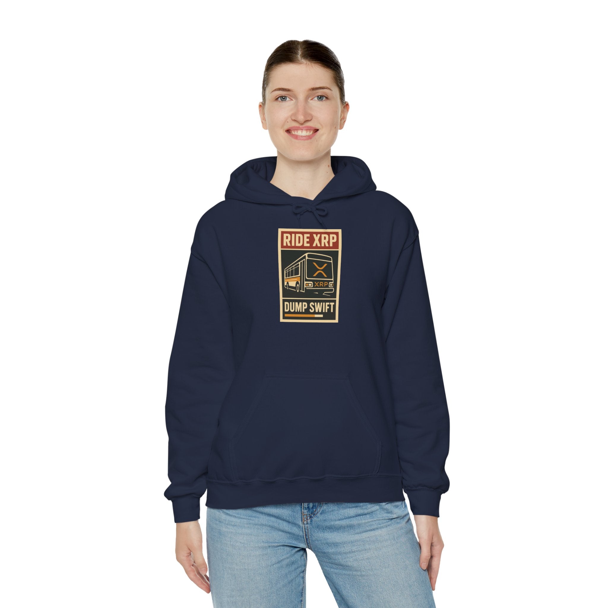 XRP Crypto Hoodie — "Ride XRP, Dump Swift" Retro Badge