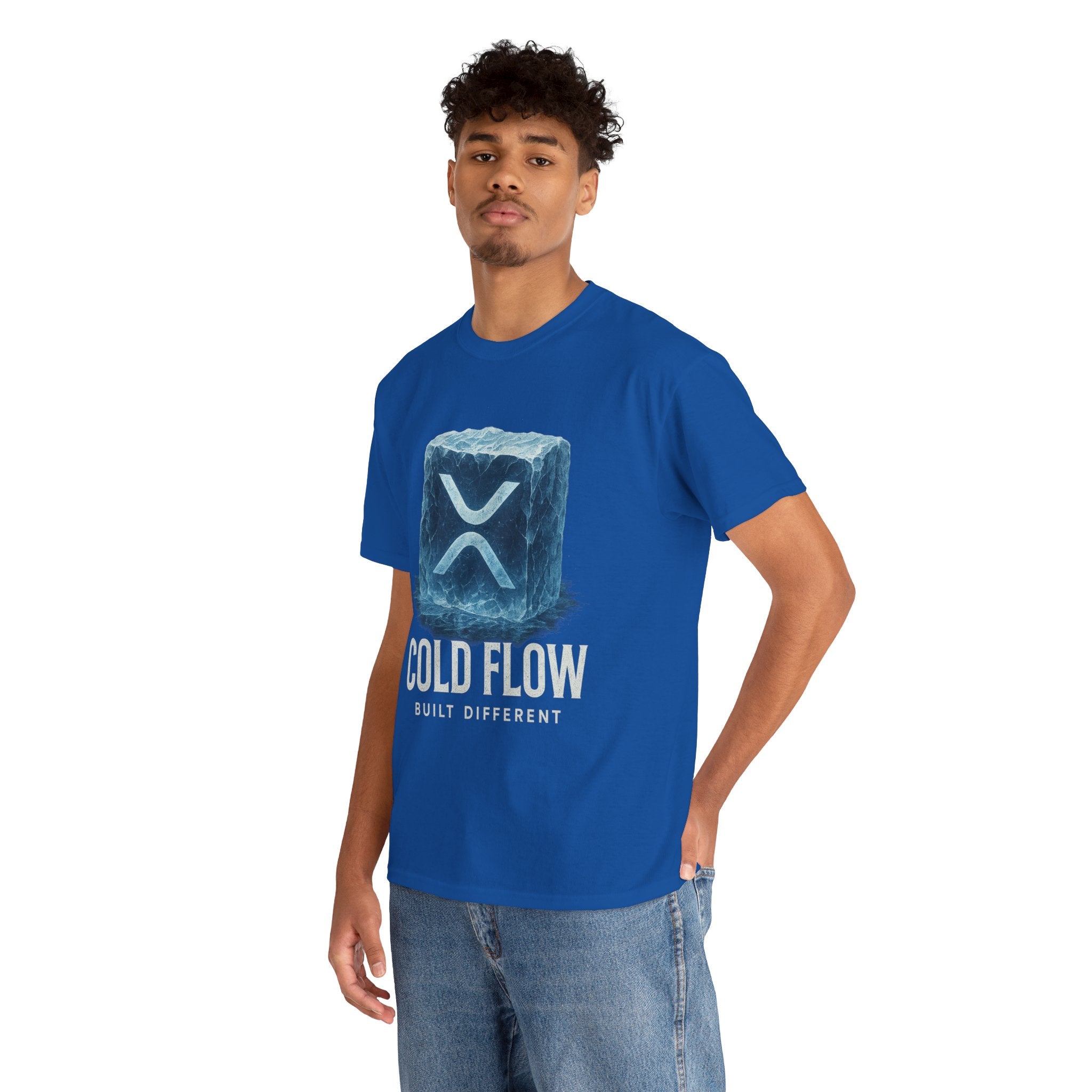 Cold Flow Ripple Logo T‑Shirt — 'Cold Flow: Built Different' Ice Cube Design