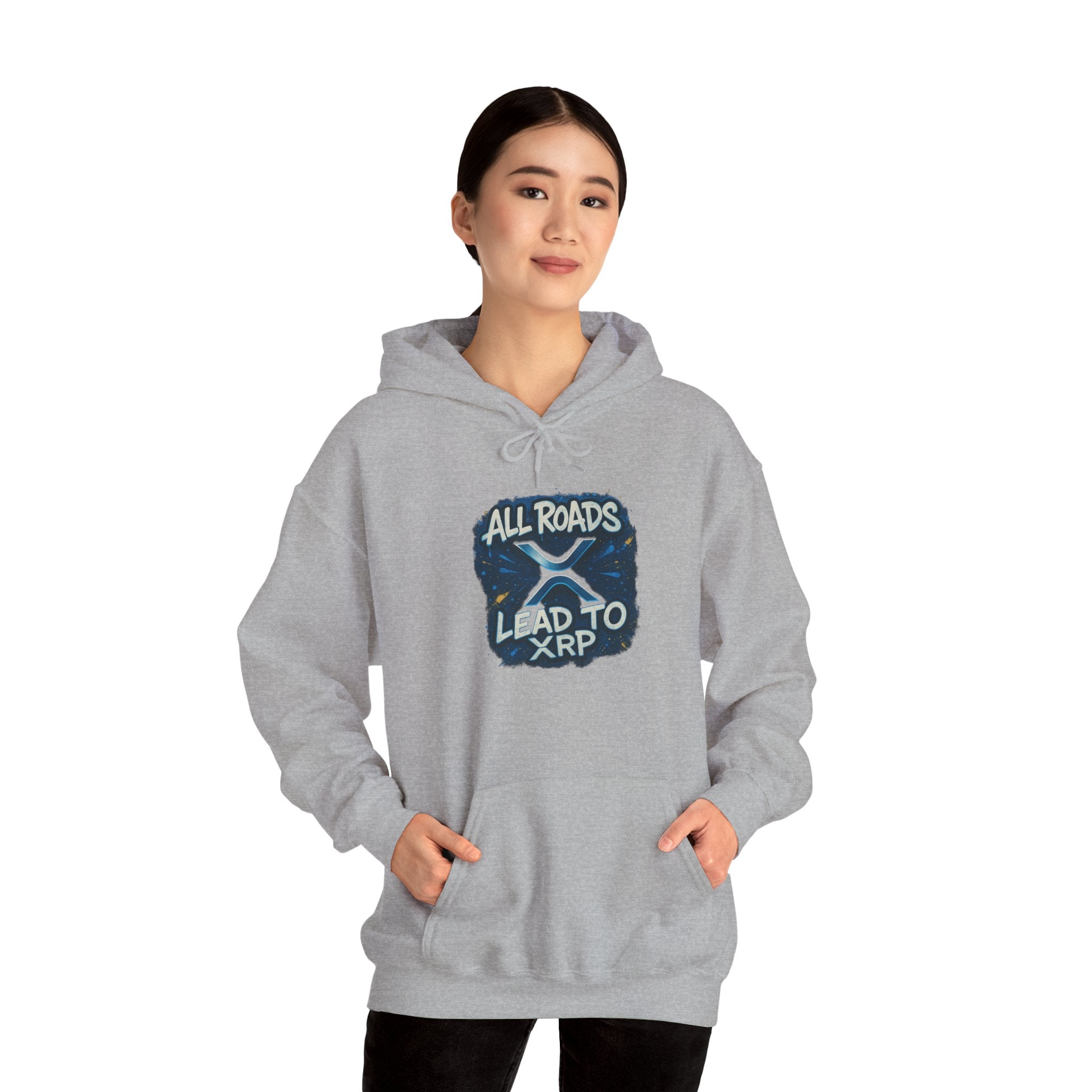 All Roads Lead to XRP Hoodie – Crypto Ripple Logo Sweatshirt