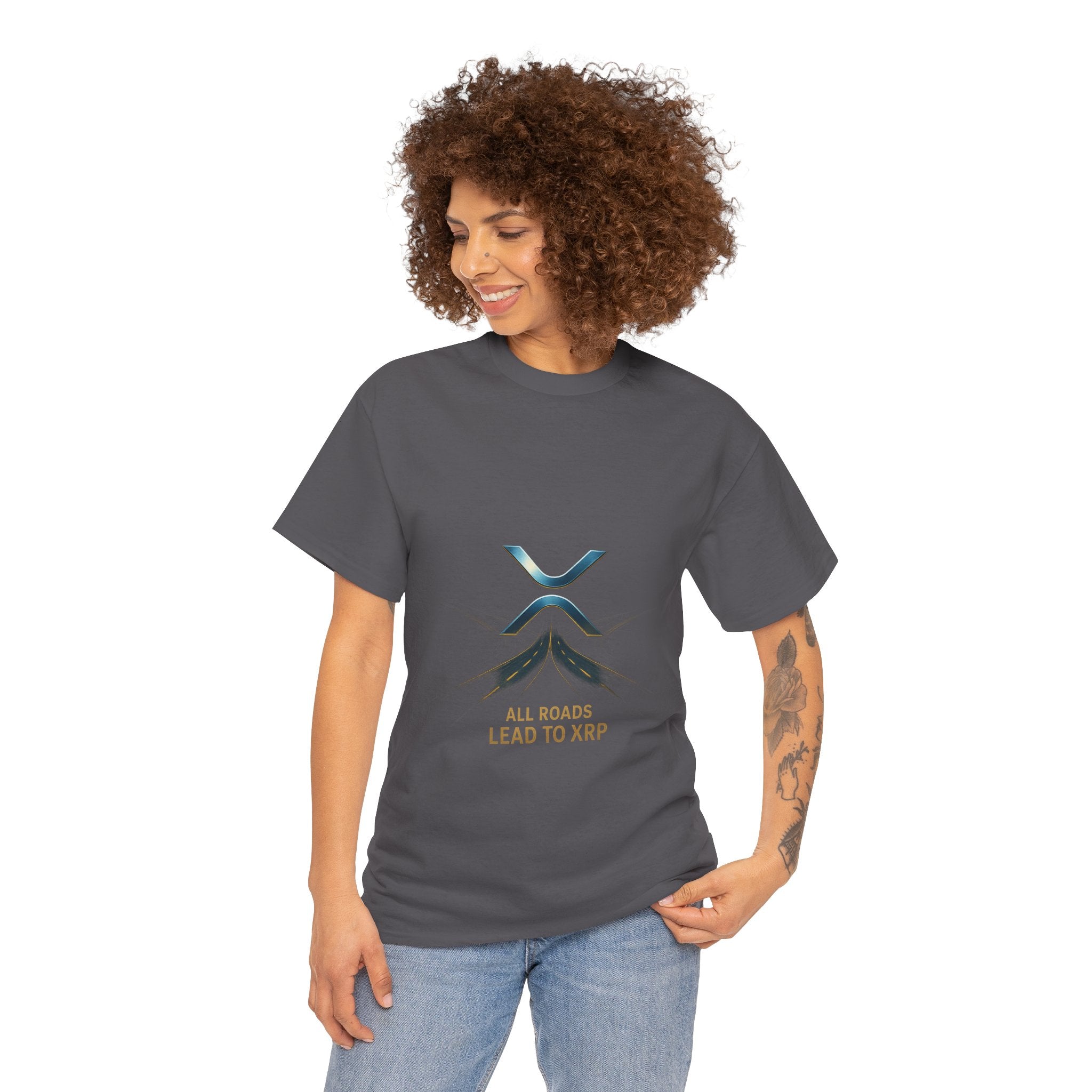 All Roads Lead to XRP T-Shirt — Crypto Ripple Logo Tee