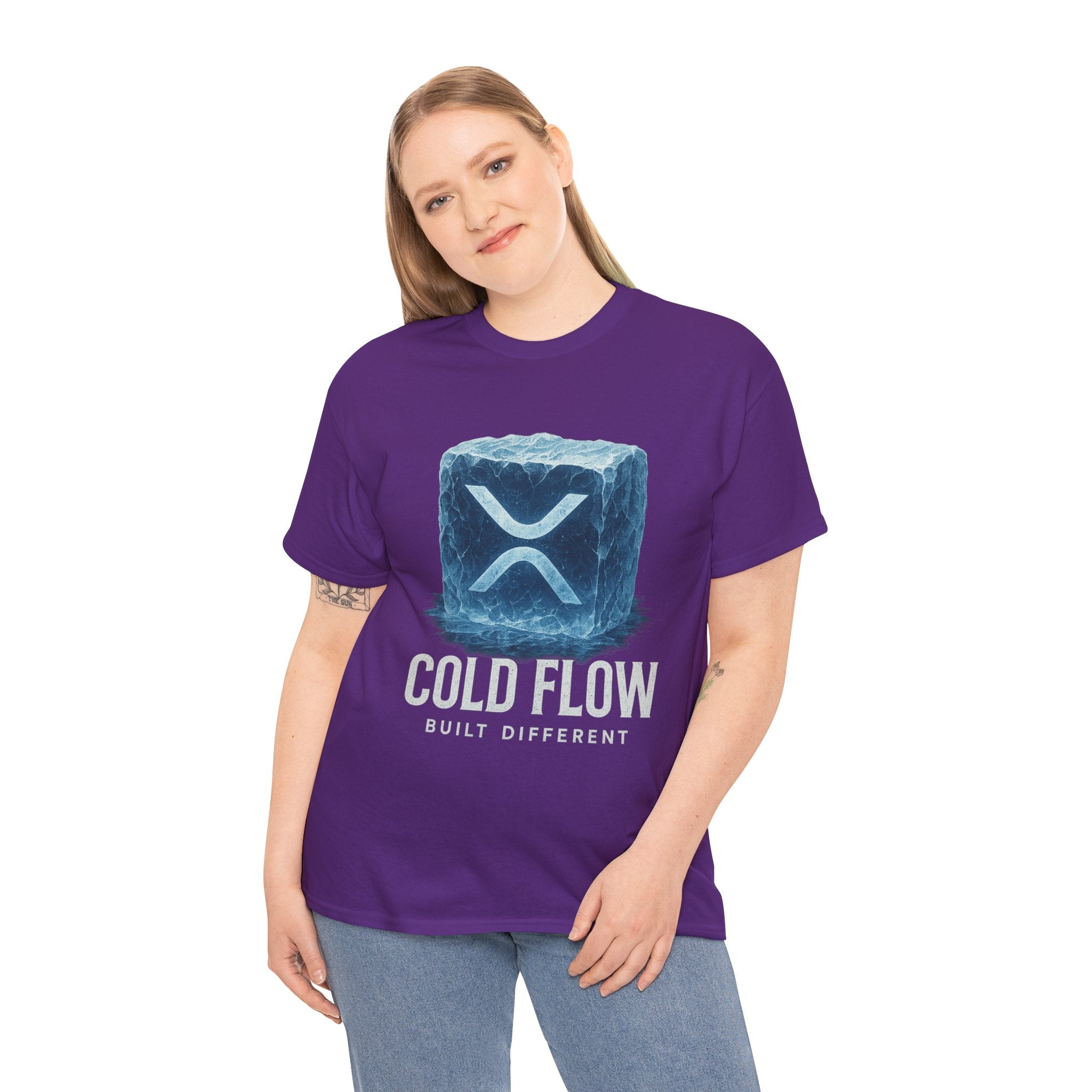 Cold Flow Ripple Logo T‑Shirt — 'Cold Flow: Built Different' Ice Cube Design