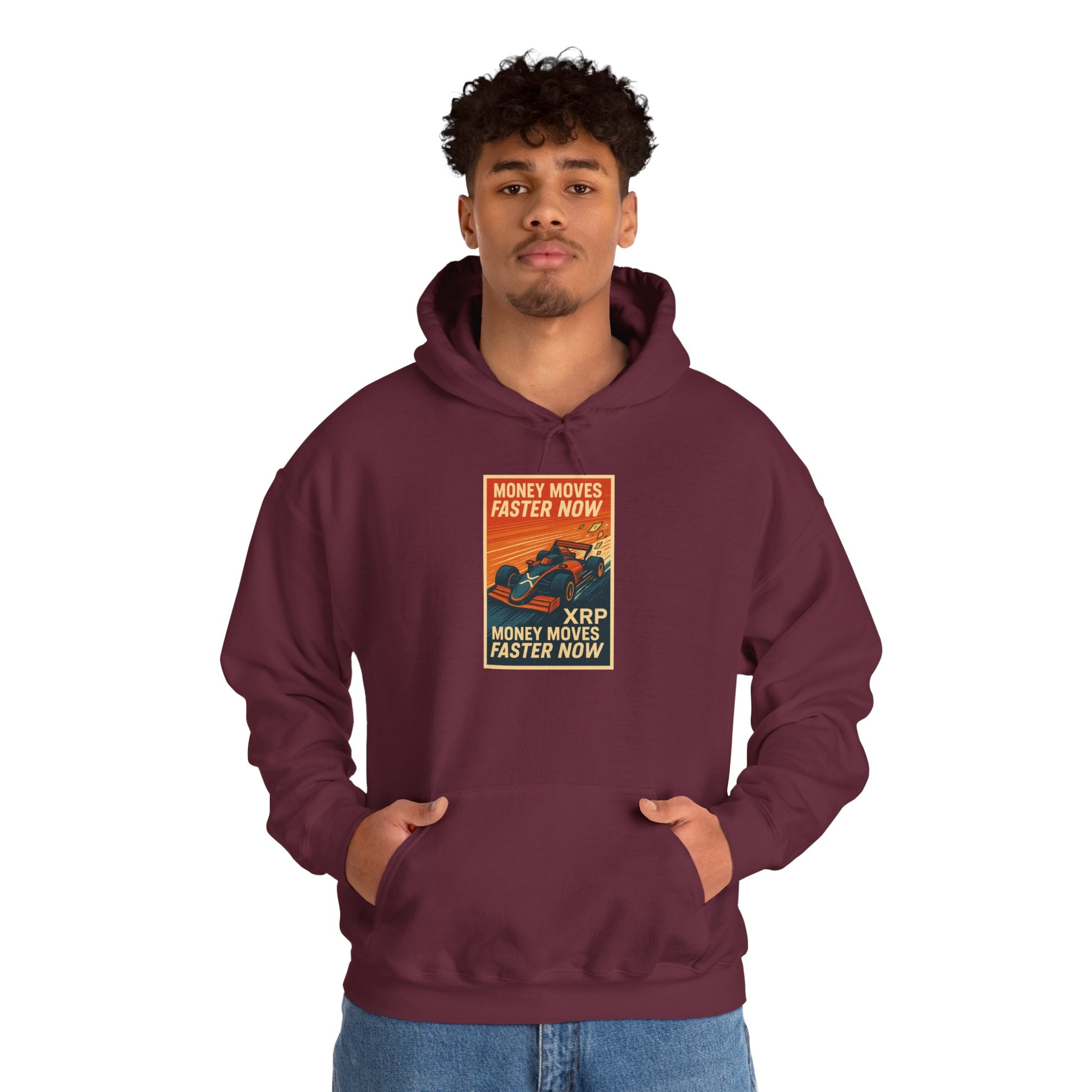 XRP 'Money Moves Faster Now' Hoodie – Crypto Retro Graphic Pullover