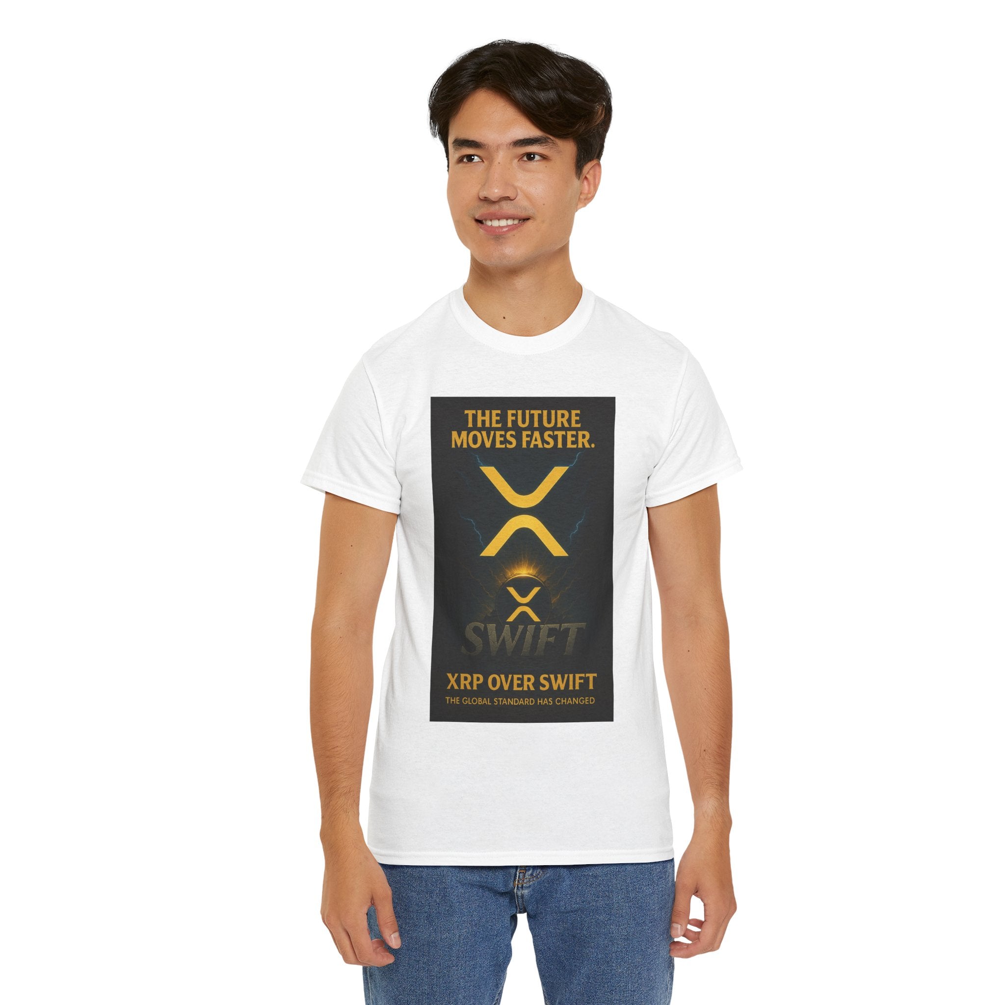 XRP Swift Crypto T-Shirt — “The Future Moves Faster” XRP Over Swift Tee
