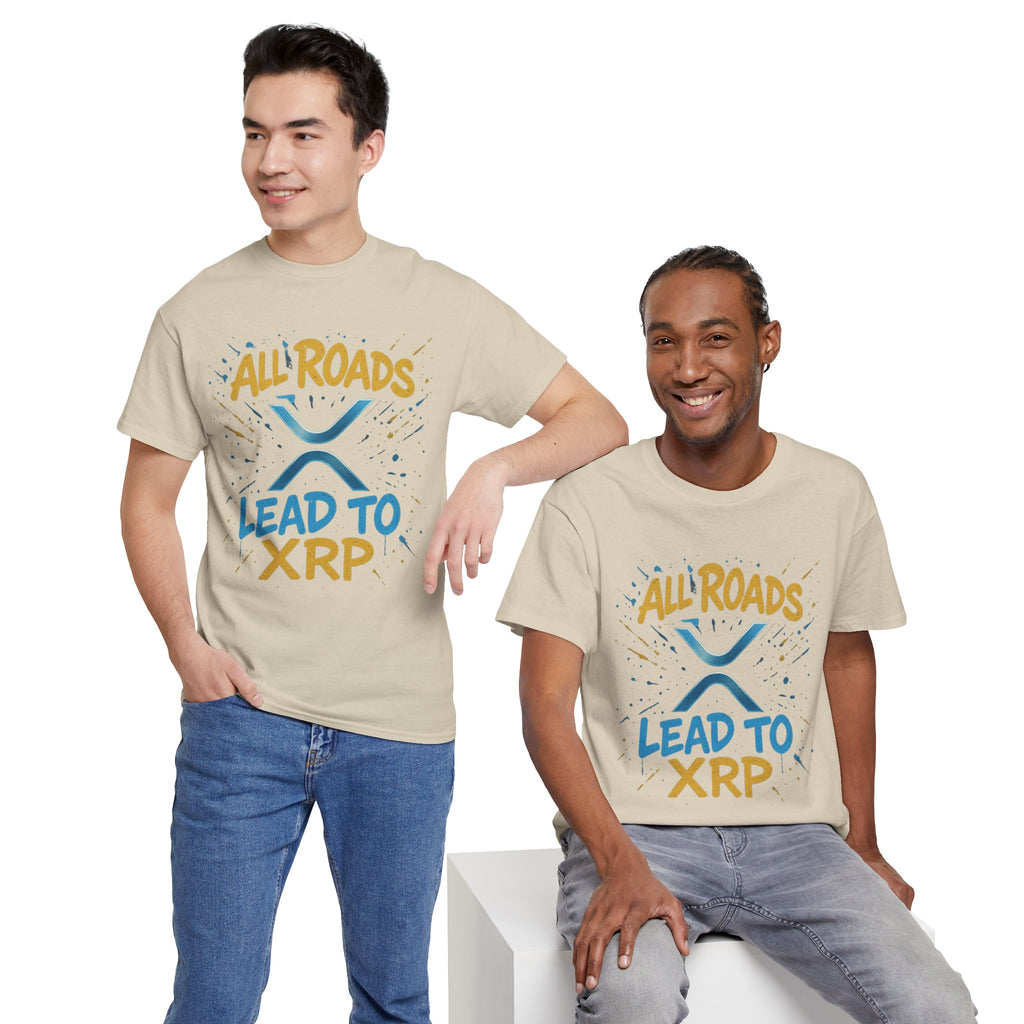 XRP Crypto Tee — "All Roads Lead to XRP" Casual Cryptocurrency Shirt