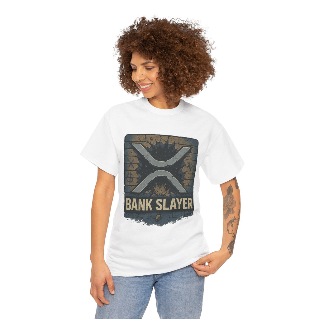 Bank Slayer T‑Shirt — Retro Grunge Crypto XRP Design