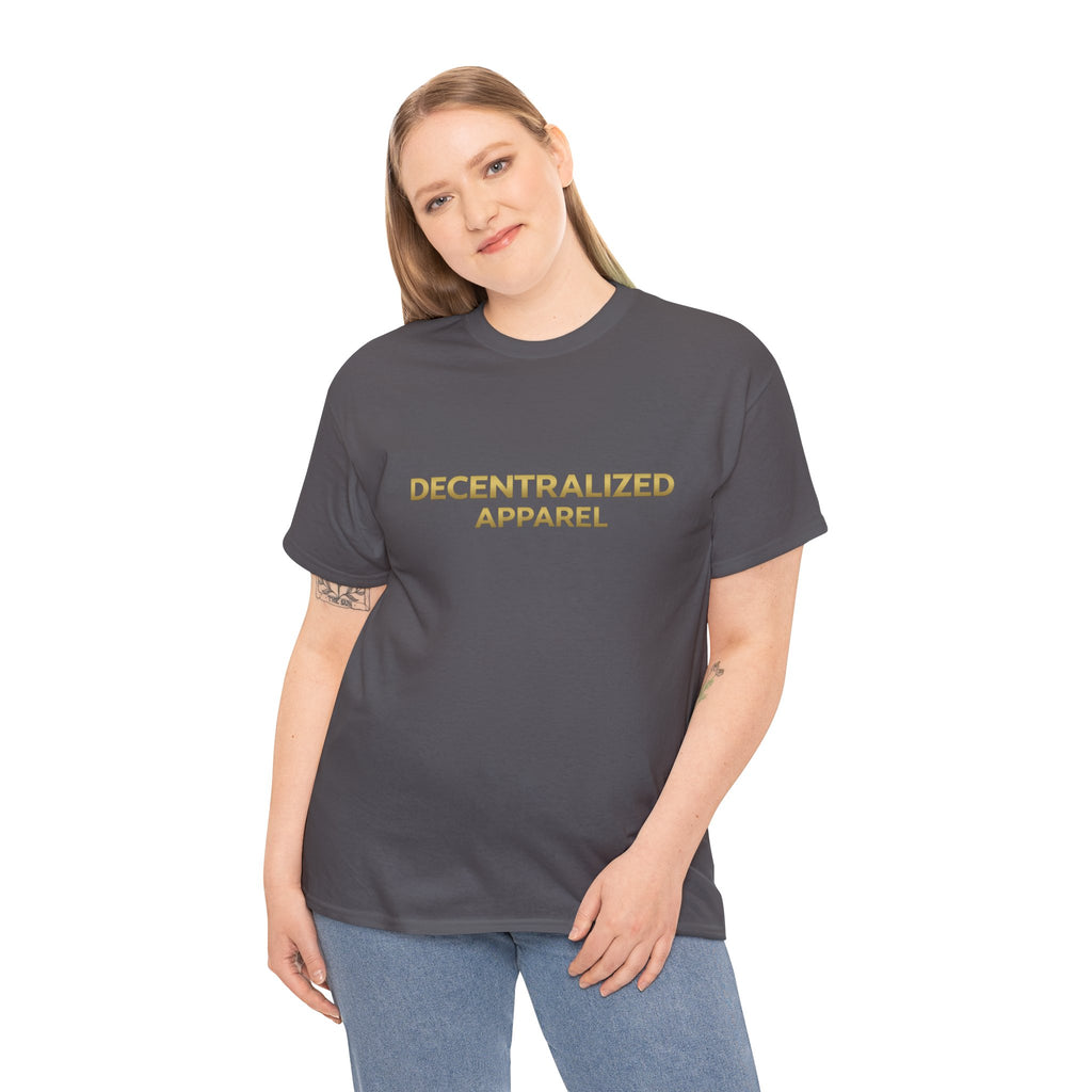 Decentralized Apparel T‑Shirt — Minimal Gold Logo Tee