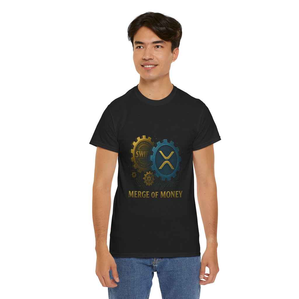 Merge of Money Tee - Cryptocurrency Gears XRP & SWI Crypto T-Shirt