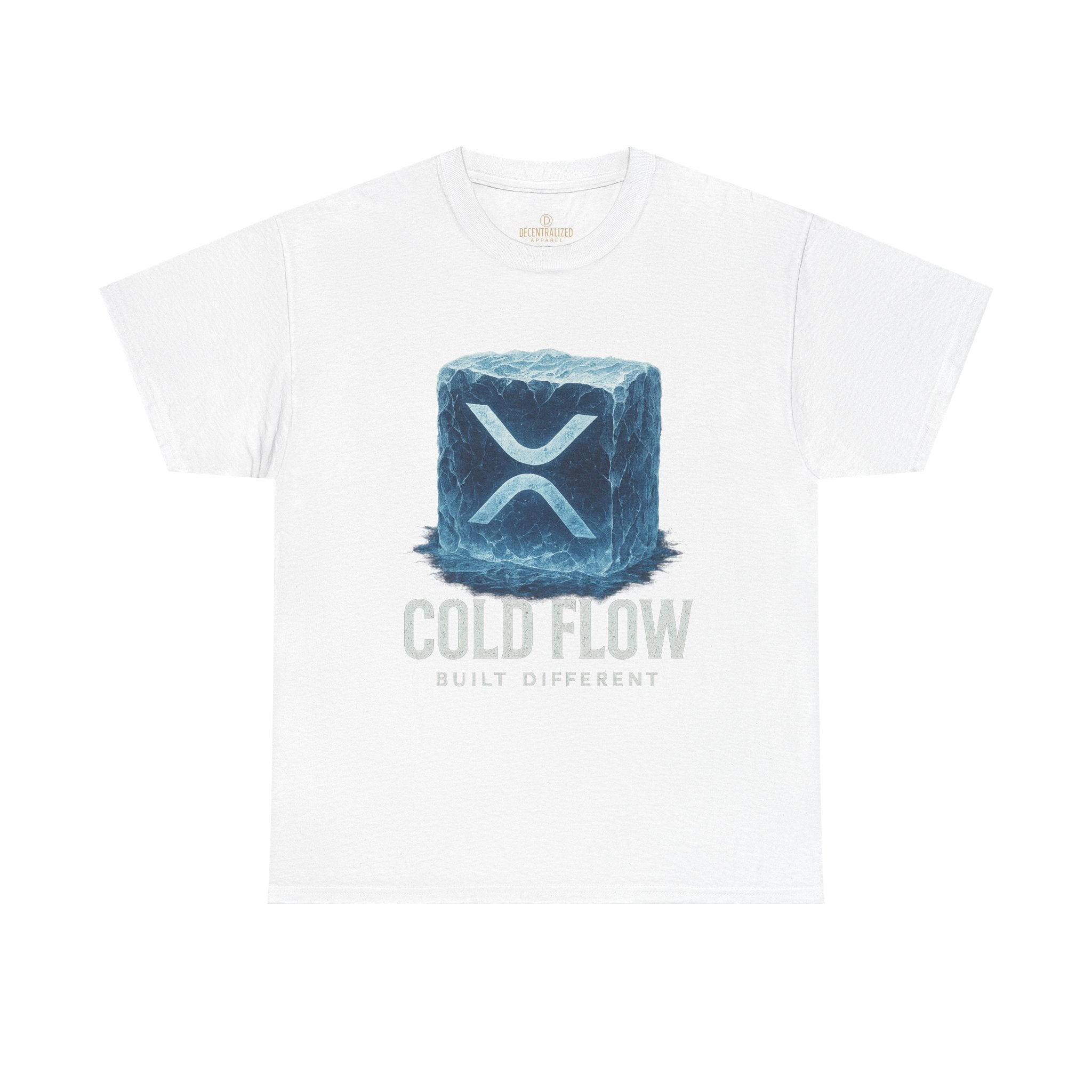 Cold Flow Ripple Logo T‑Shirt — 'Cold Flow: Built Different' Ice Cube Design