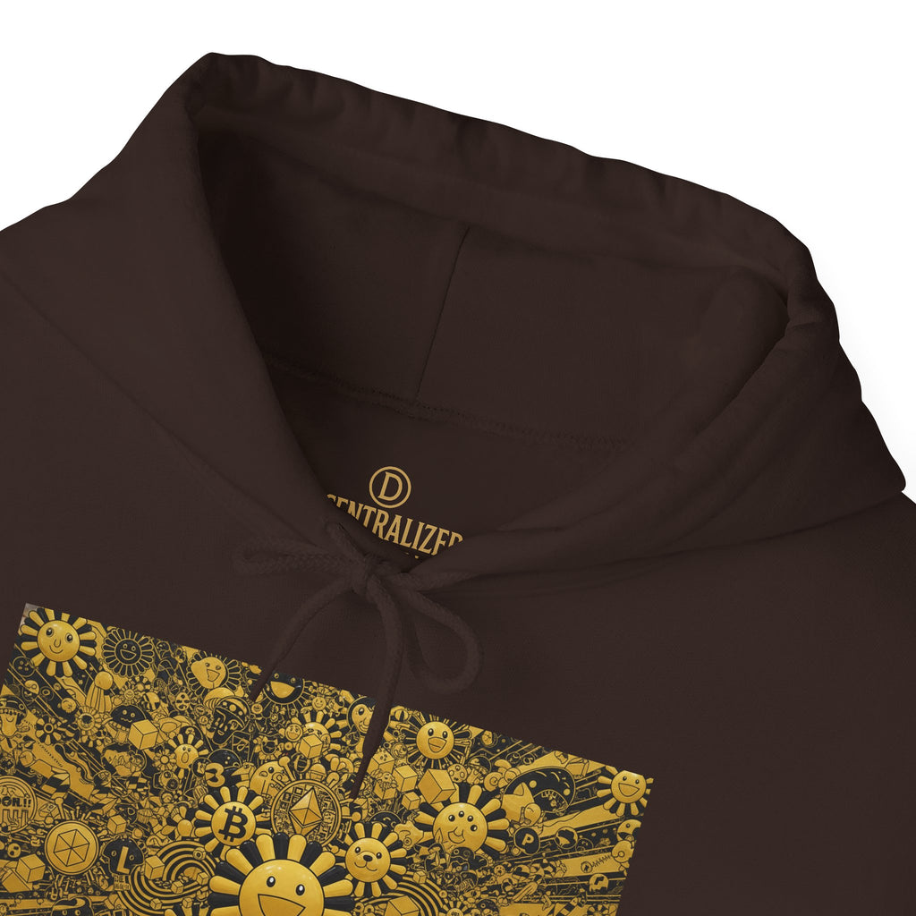 Solar Mandala Hoodie — Golden Sunburst Graphic Pullover