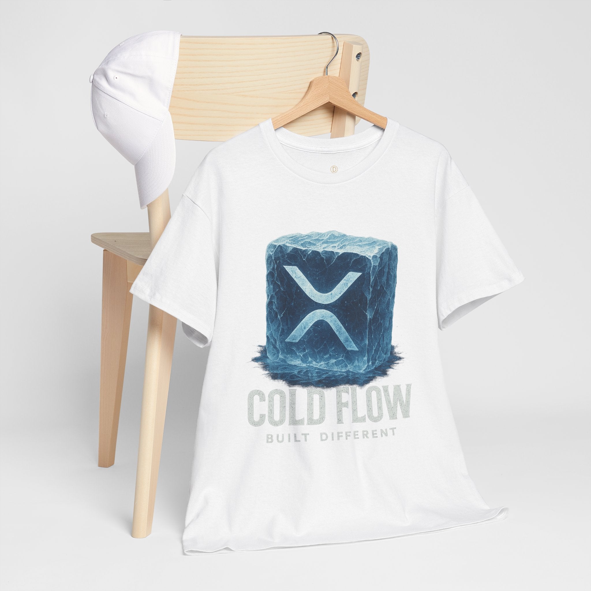Cold Flow Ripple Logo T‑Shirt — 'Cold Flow: Built Different' Ice Cube Design