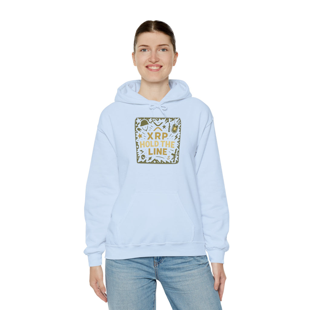 XRP Hold The Line Hoodie — Crypto Supporter Graphic Hooded Sweatshirt