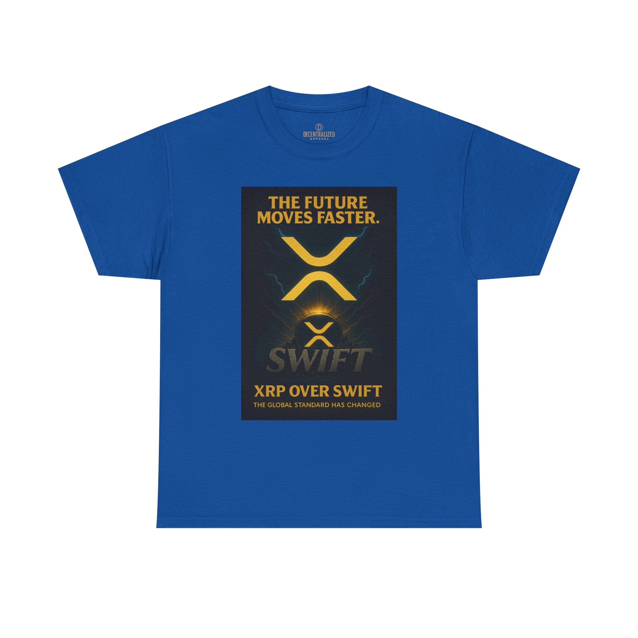 XRP Swift Crypto T-Shirt — “The Future Moves Faster” XRP Over Swift Tee