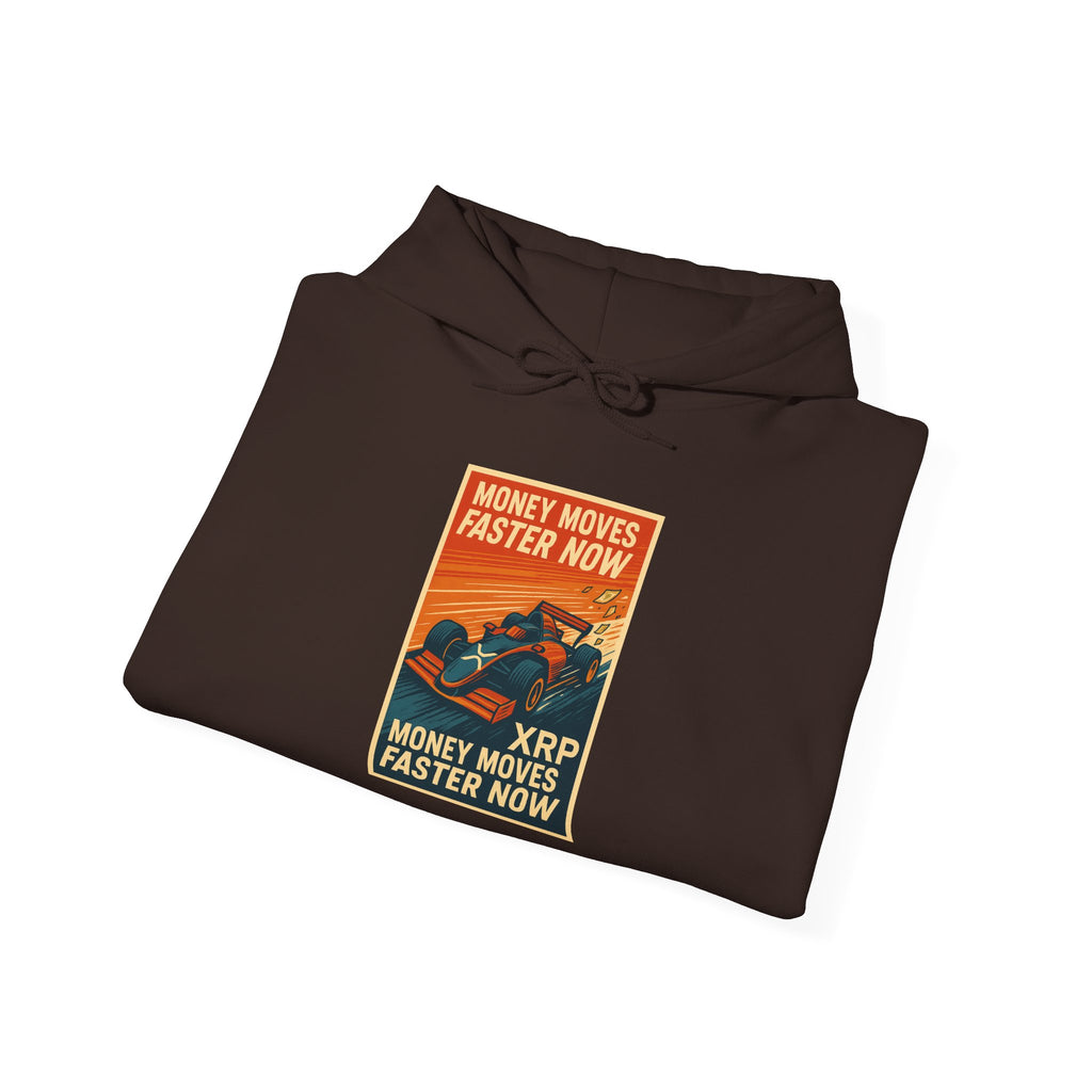 XRP 'Money Moves Faster Now' Hoodie – Crypto Retro Graphic Pullover