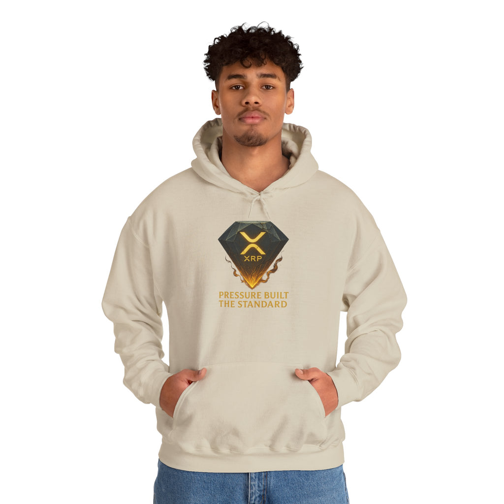 XRP Crypto Hoodie — "Pressure Built The Standard" Logo Pullover