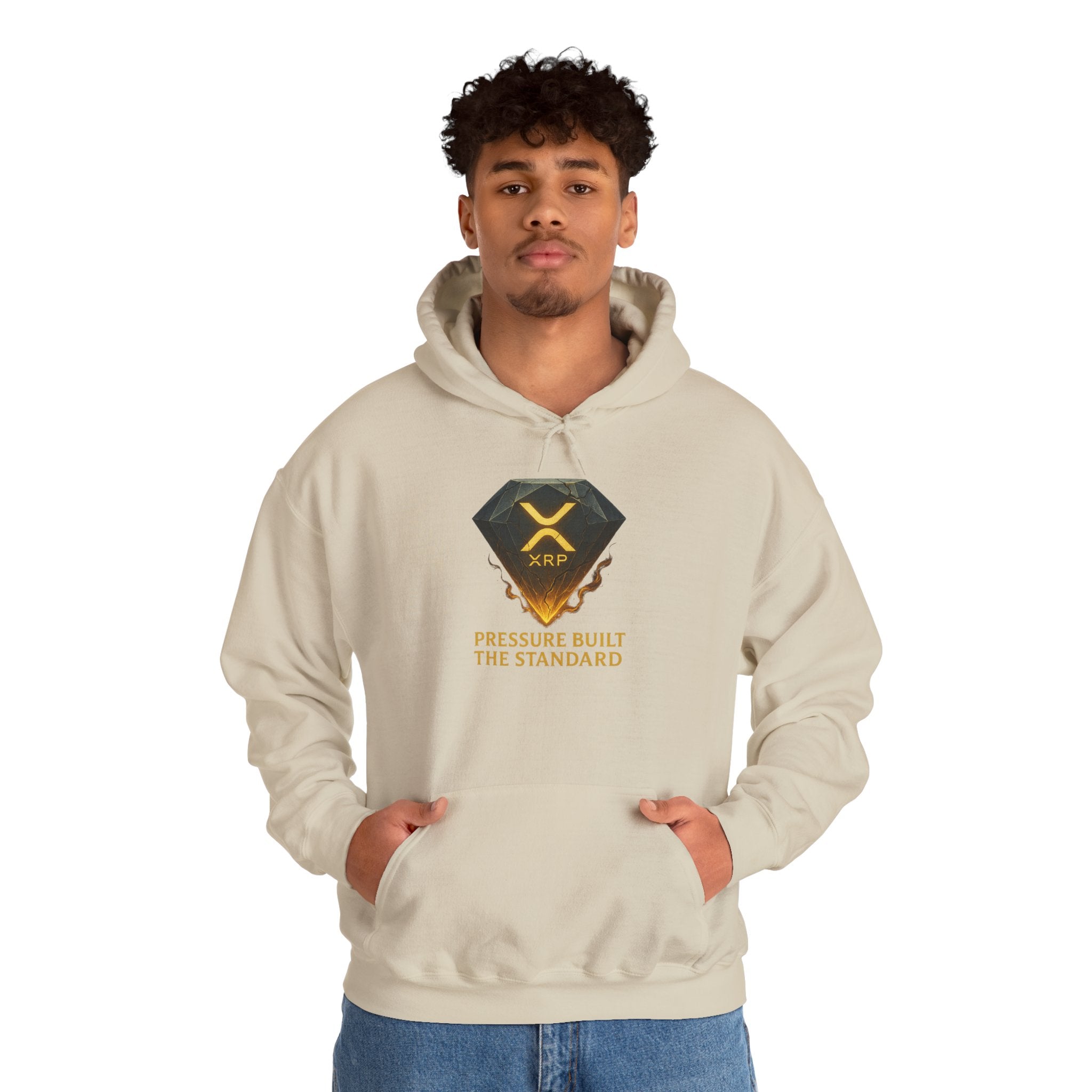XRP Crypto Hoodie — "Pressure Built The Standard" Logo Pullover