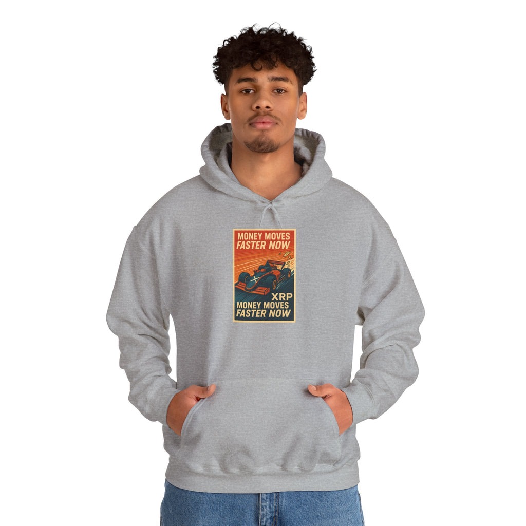 XRP 'Money Moves Faster Now' Hoodie – Crypto Retro Graphic Pullover