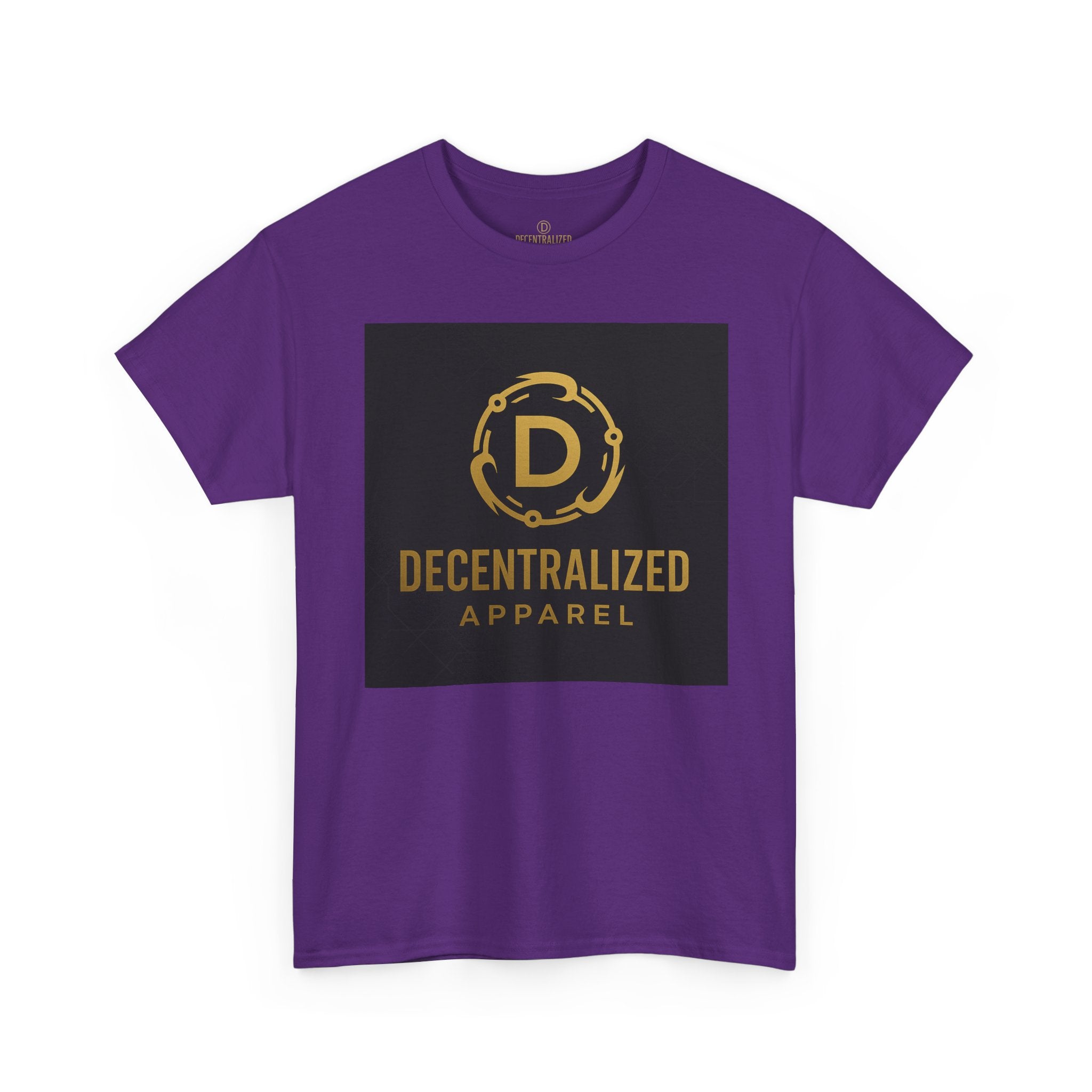 Decentralized Apparel Logo Tee — Gold Emblem Cotton T-Shirt