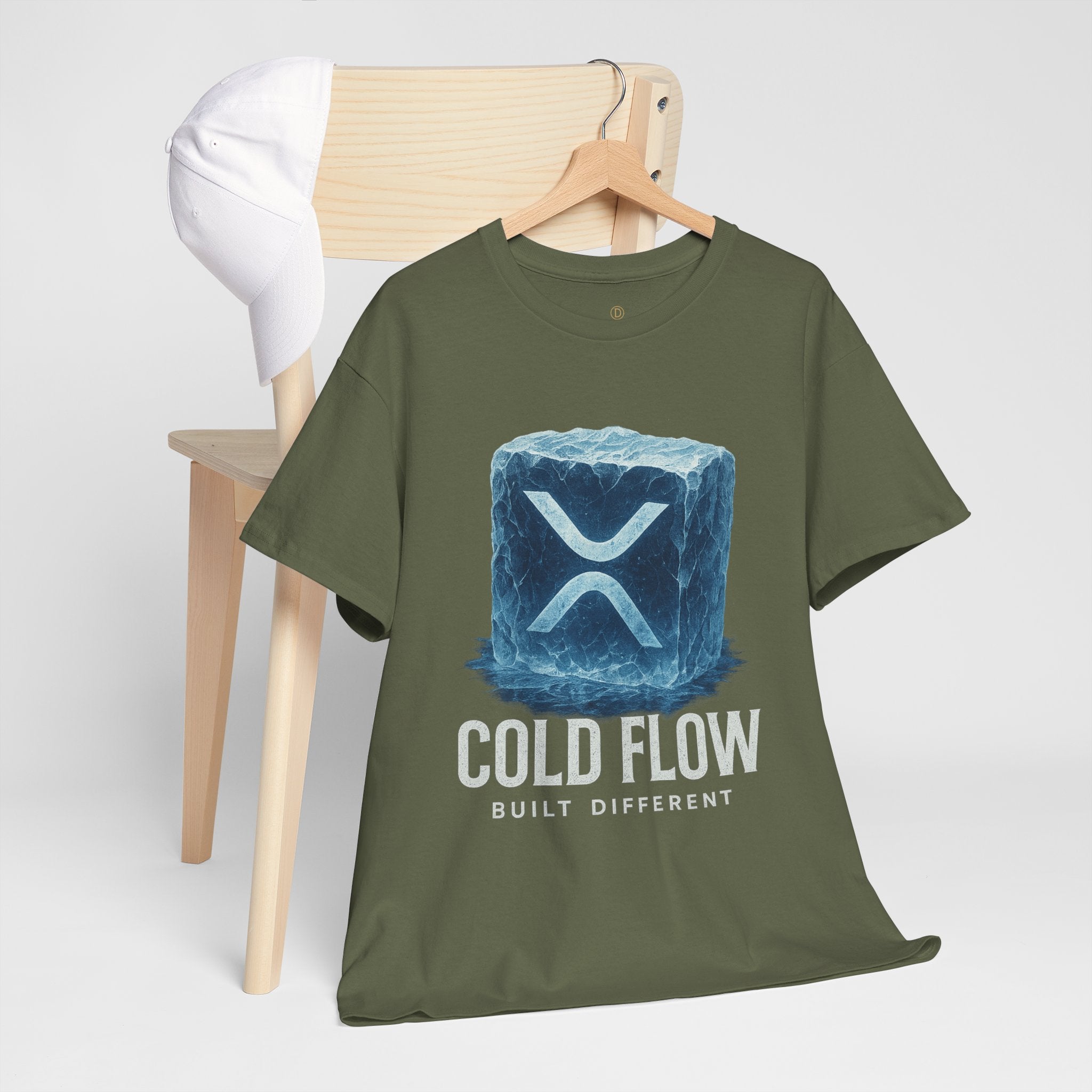 Cold Flow Ripple Logo T‑Shirt — 'Cold Flow: Built Different' Ice Cube Design