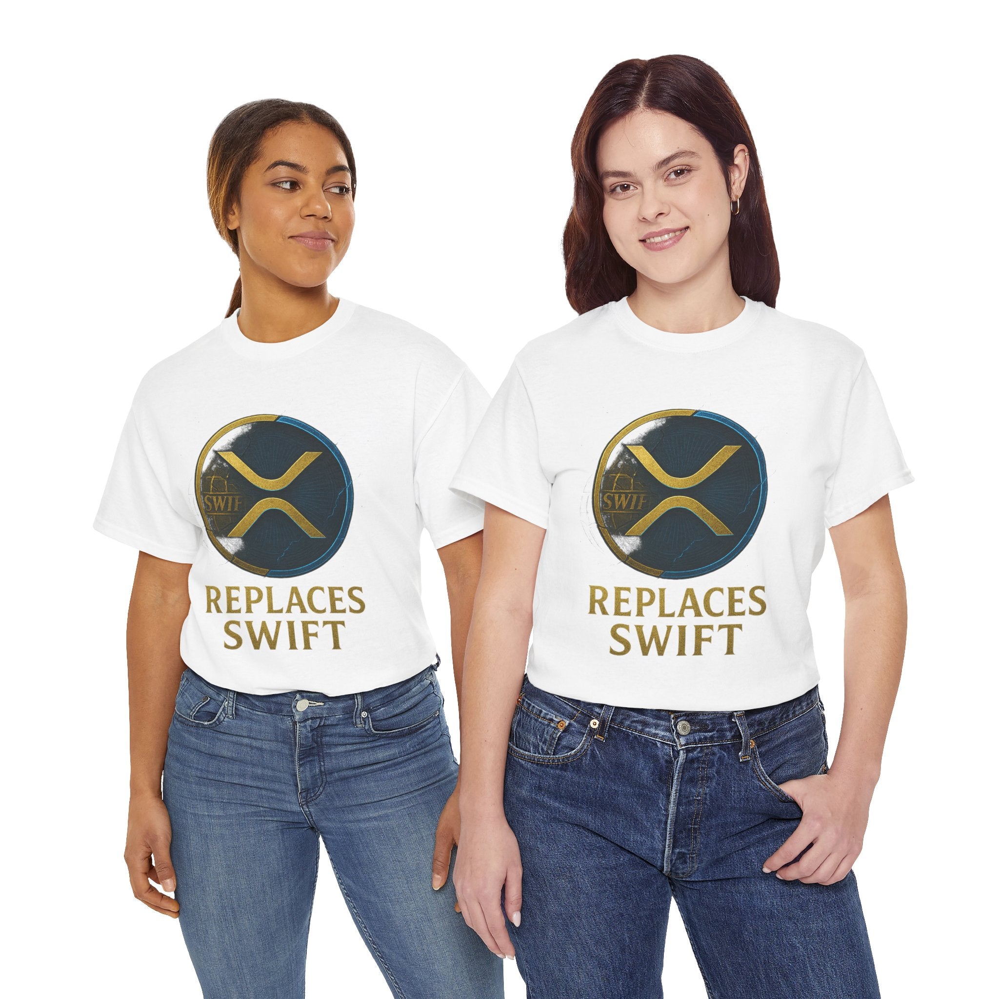 XRP 'Replaces Swift' Cotton Tee — Crypto Ripple Logo T-Shirt