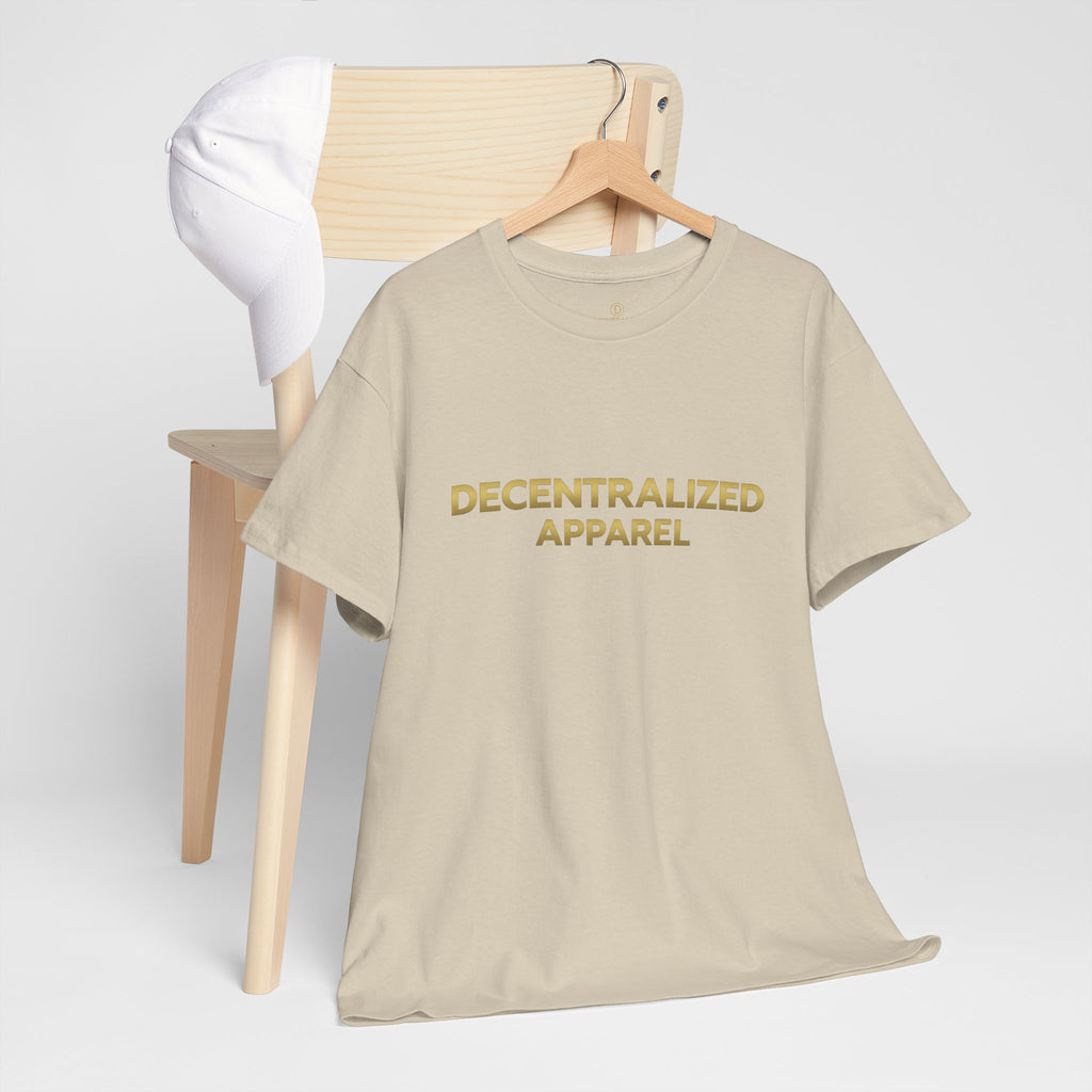 Decentralized Apparel T‑Shirt — Minimal Gold Logo Tee