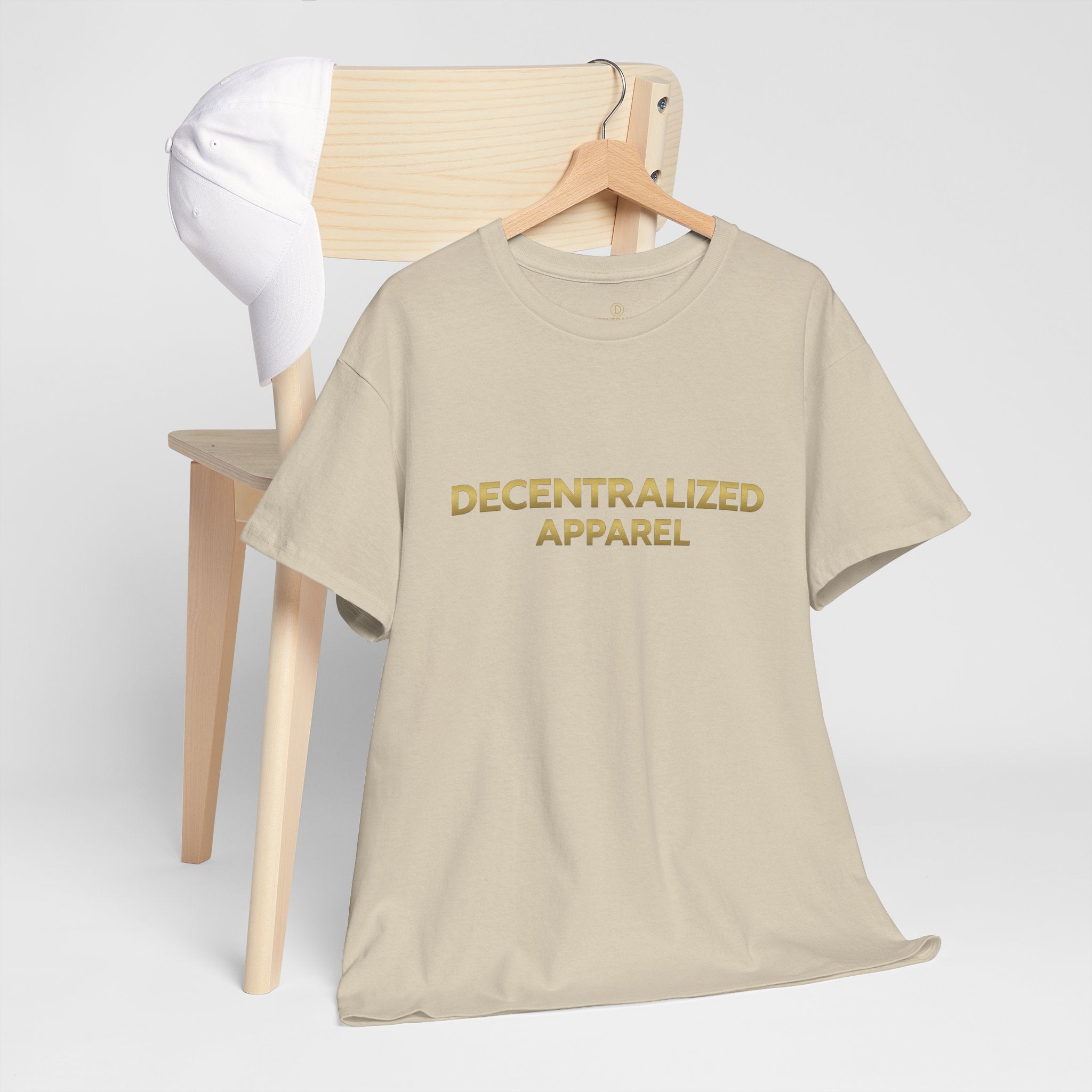 Decentralized Apparel T‑Shirt — Minimal Gold Logo Tee