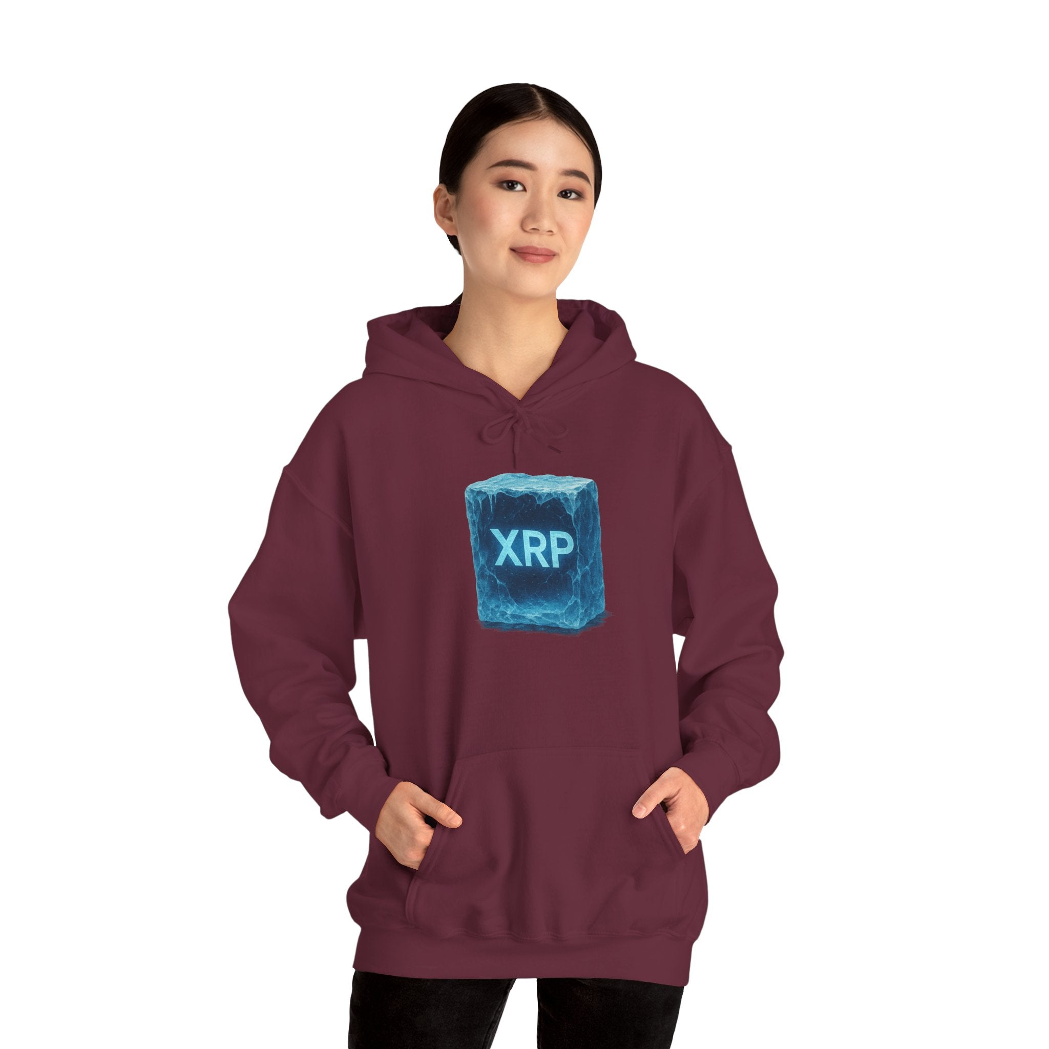 XRP Frozen Cube Hoodie — Crypto Ice Block Sweater for XRP Fans