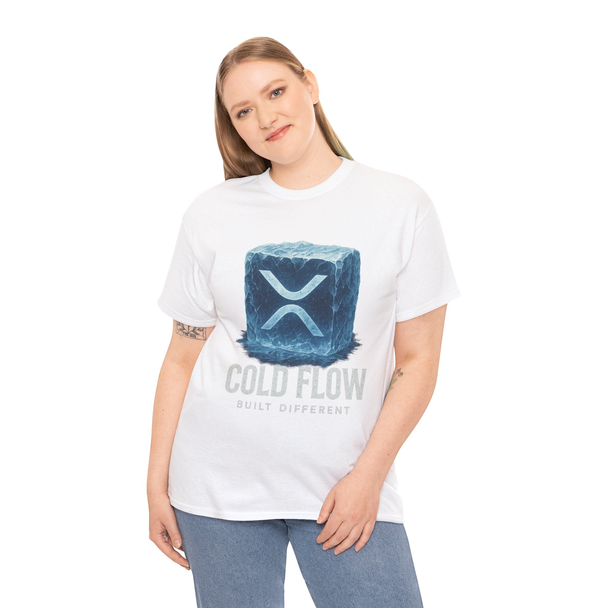 Cold Flow Ripple Logo T‑Shirt — 'Cold Flow: Built Different' Ice Cube Design