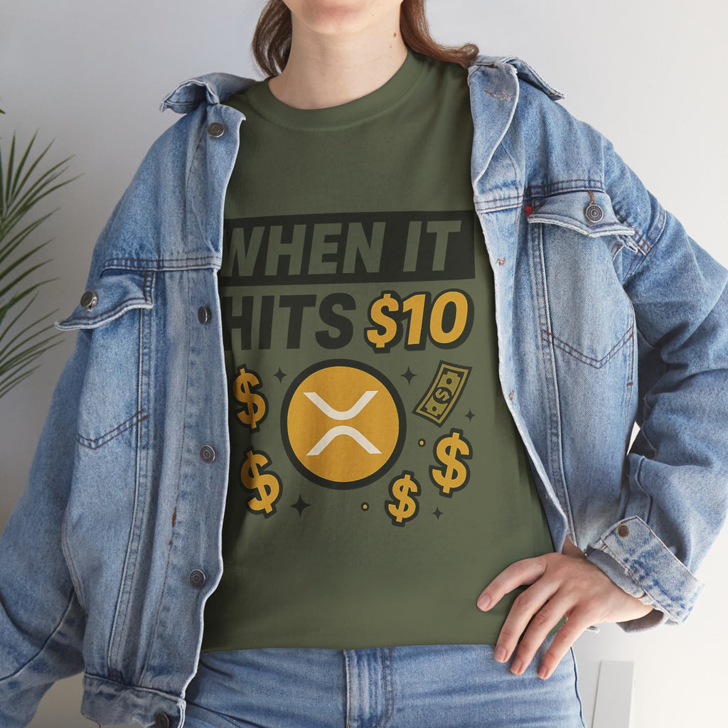 Crypto Tee - "When It Hits 10" Ripple XRP Meme Shirt