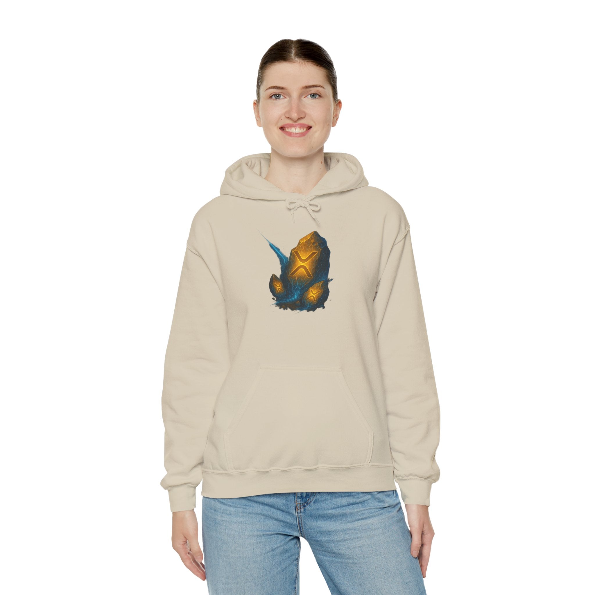 Rune Stone Hoodie — Glowing Mystic Rock Graphic Hooded Sweatshirt
