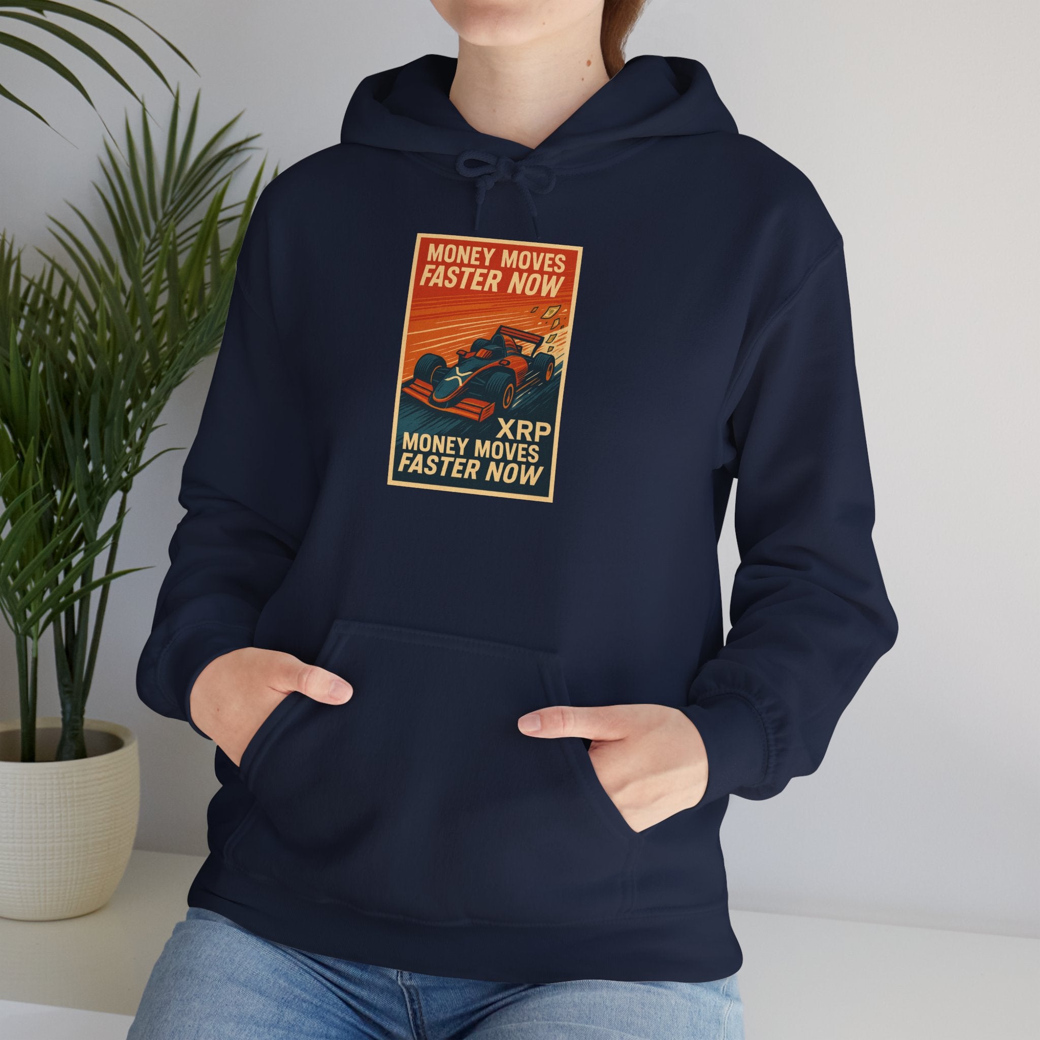 XRP 'Money Moves Faster Now' Hoodie – Crypto Retro Graphic Pullover