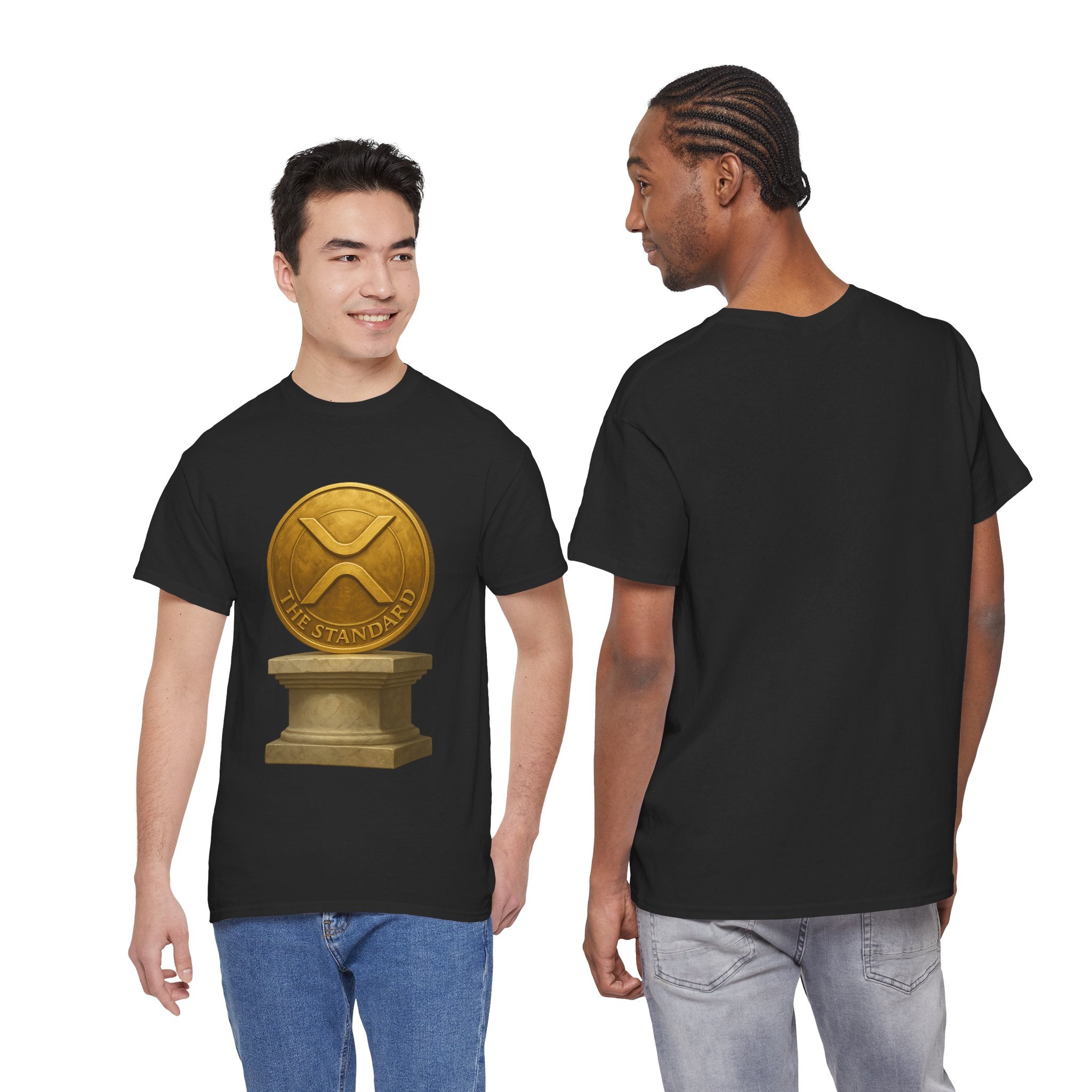 XRP Ledger Trophy T‑Shirt – Gold Ripple Coin on Pedestal Crypto Tee