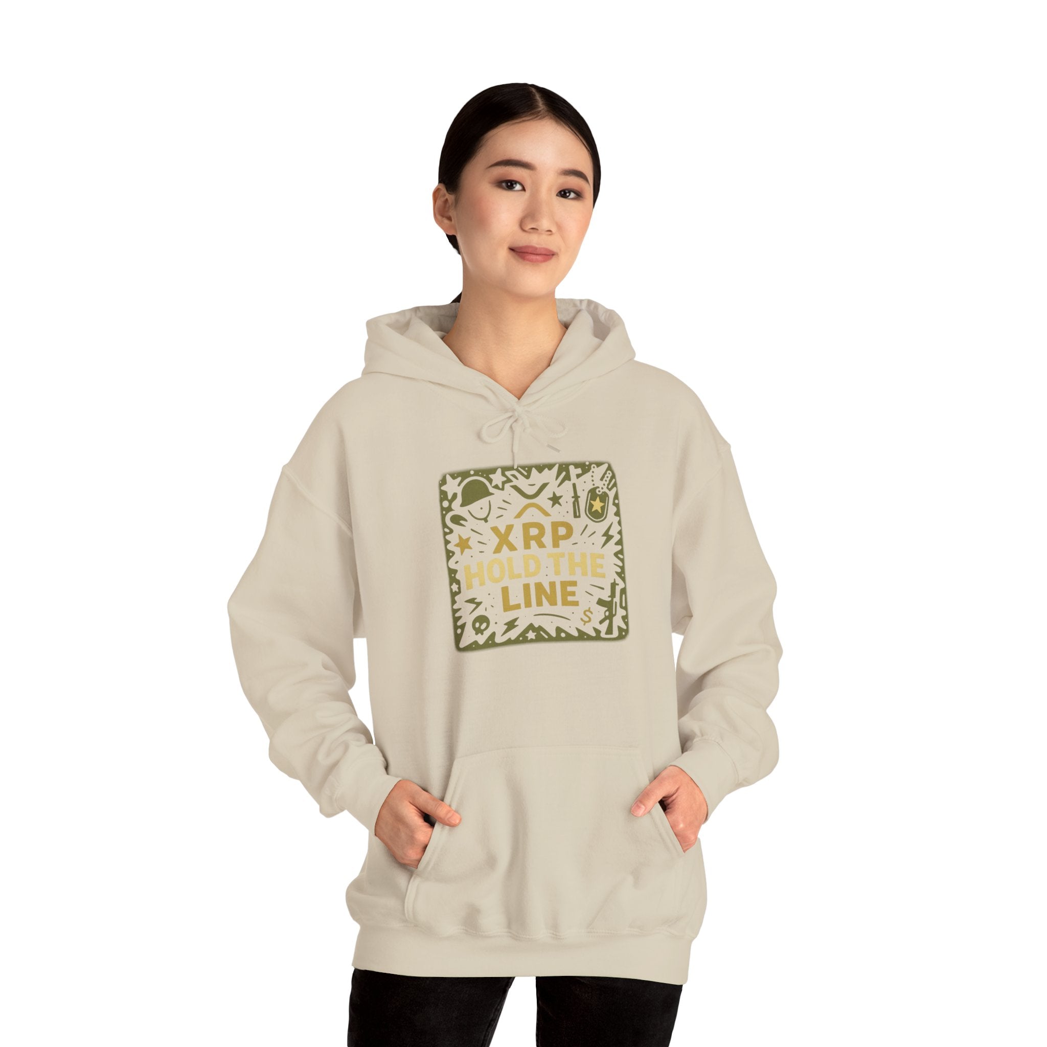 XRP Hold The Line Hoodie — Crypto Supporter Graphic Hooded Sweatshirt