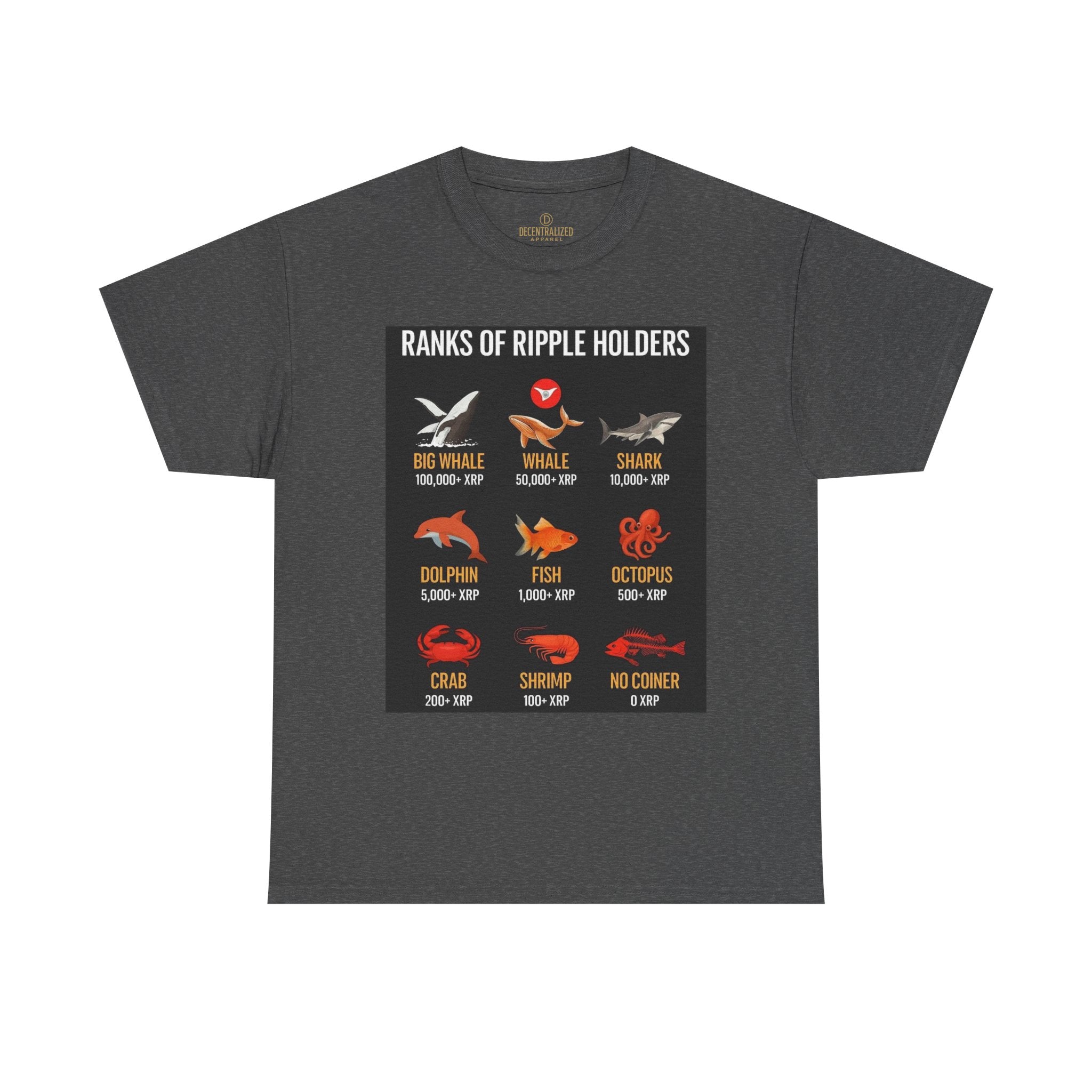 Crypto Ranks T-Shirt – "Ranks of Ripple Holders" Illustrated Guide