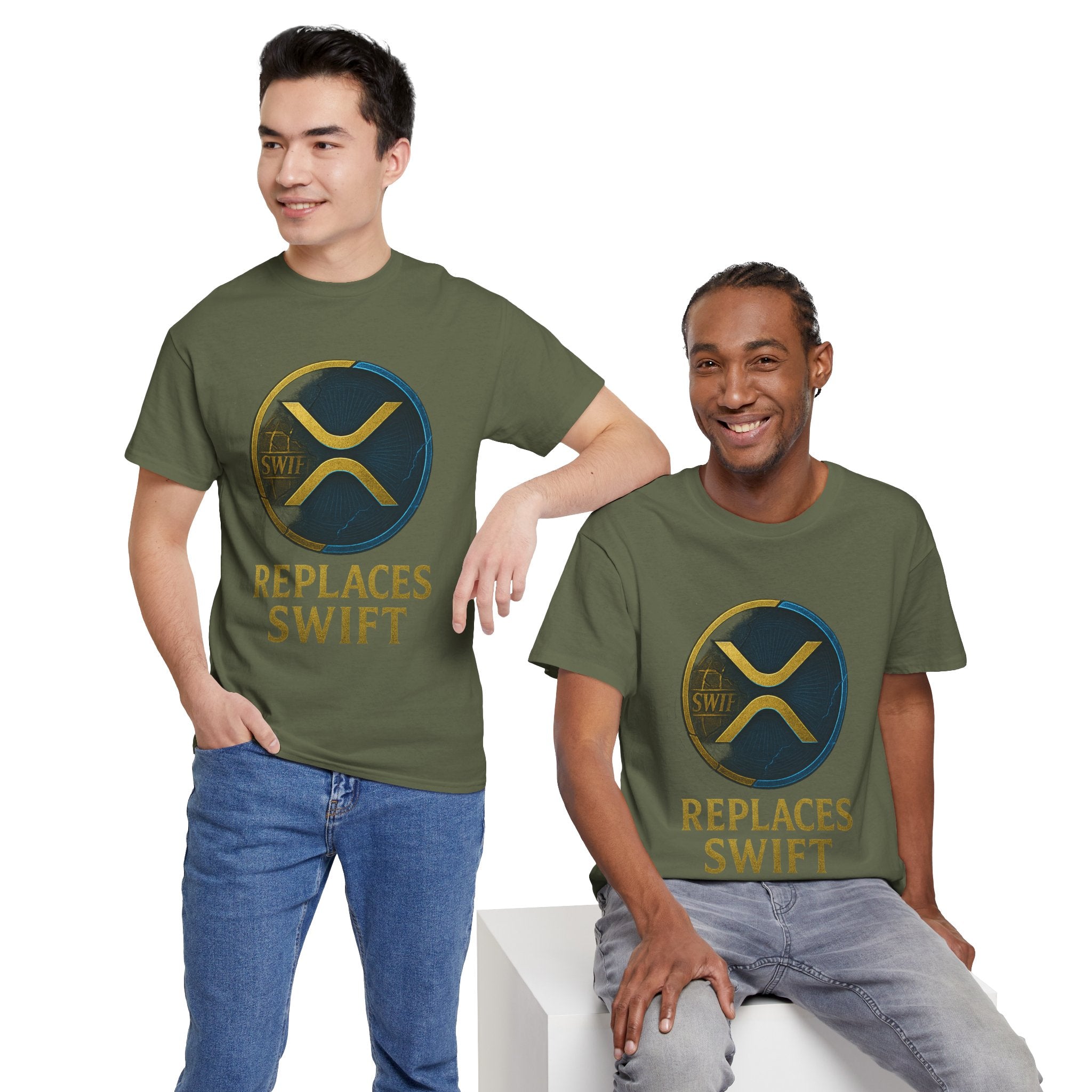 XRP 'Replaces Swift' Cotton Tee — Crypto Ripple Logo T-Shirt