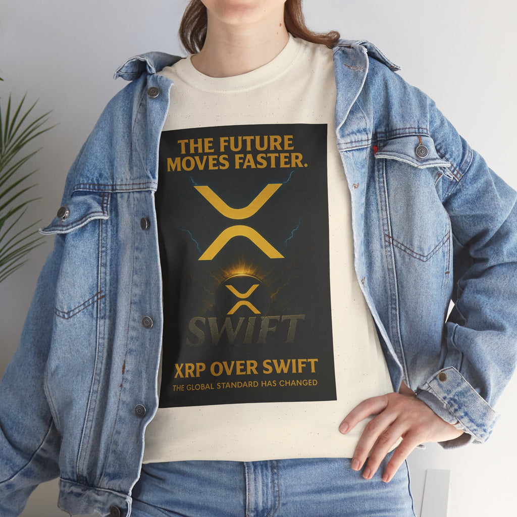 XRP Swift Crypto T-Shirt — “The Future Moves Faster” XRP Over Swift Tee