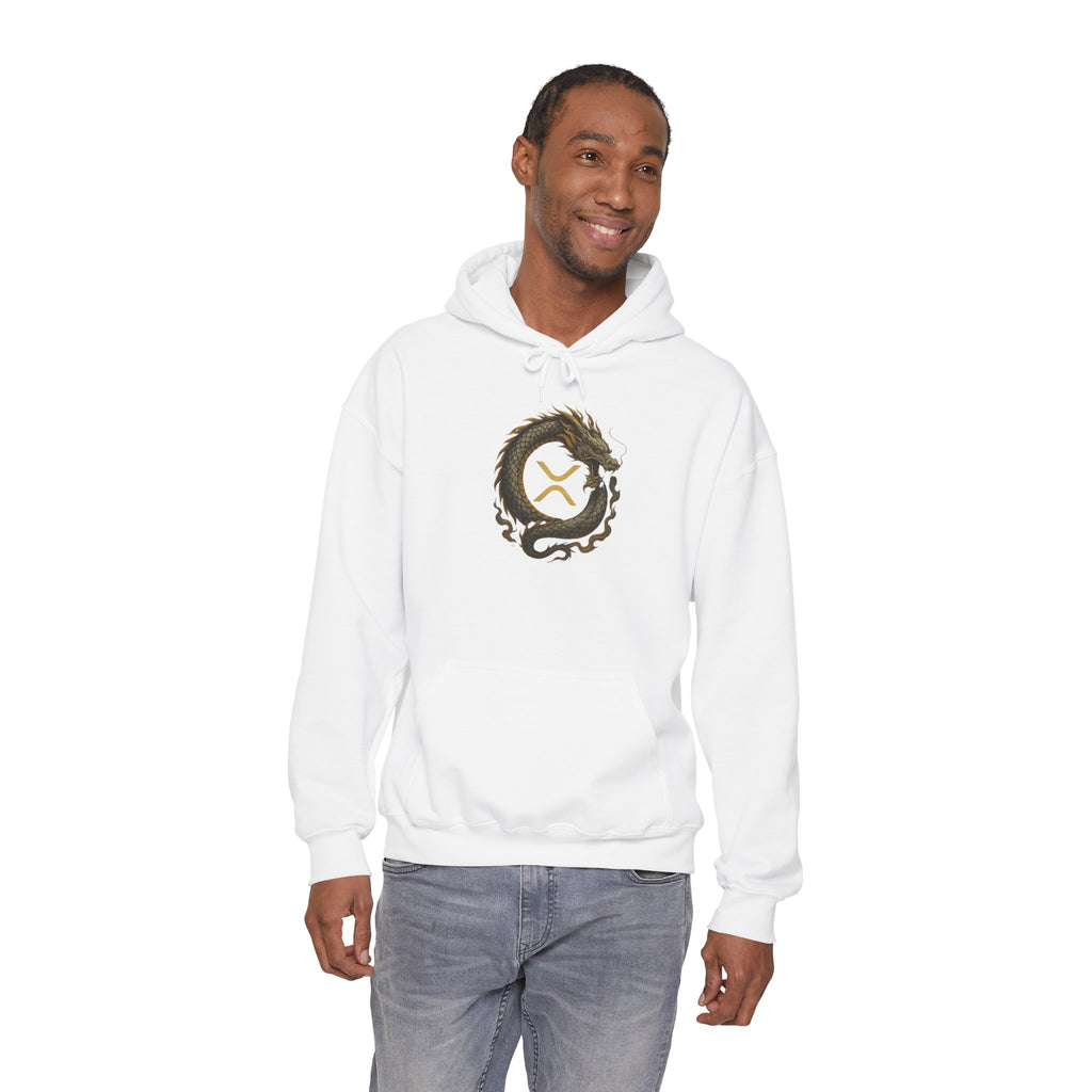 Dragon Ouroboros Hoodie with Ripple Rune — Mythic Symbol Pullover