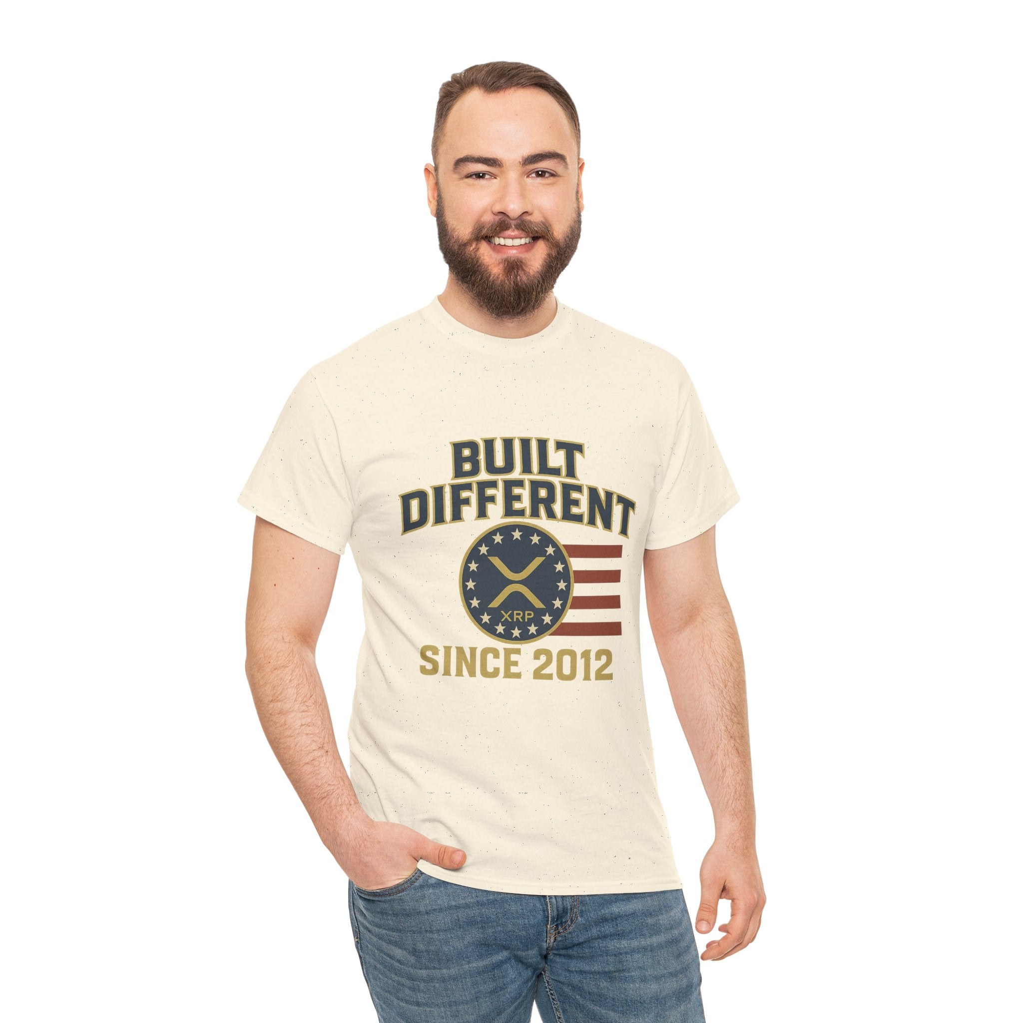 Built Different Since 2012 T-Shirt — American Flag Vintage Crew Tee