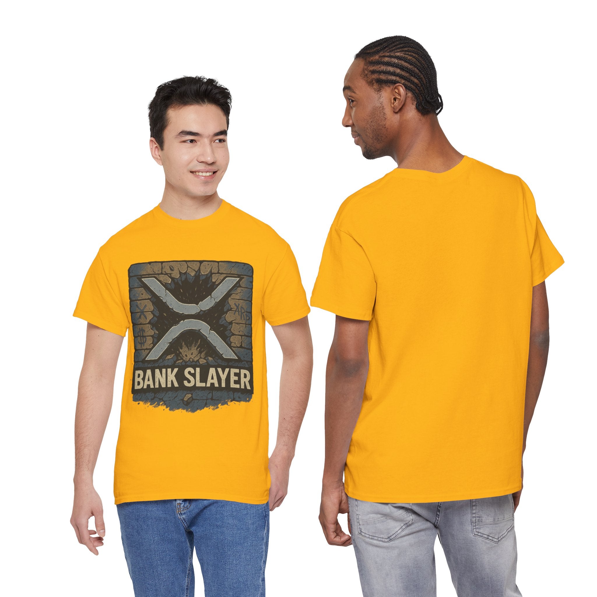 Bank Slayer T‑Shirt — Retro Grunge Crypto XRP Design
