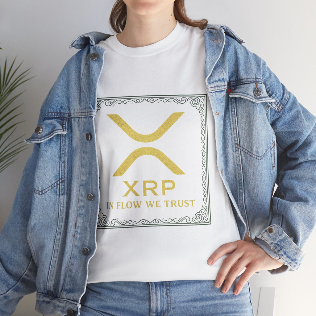 XRP Logo T-Shirt — "In Flow We Trust" Crypto Tee for Ripple Fans
